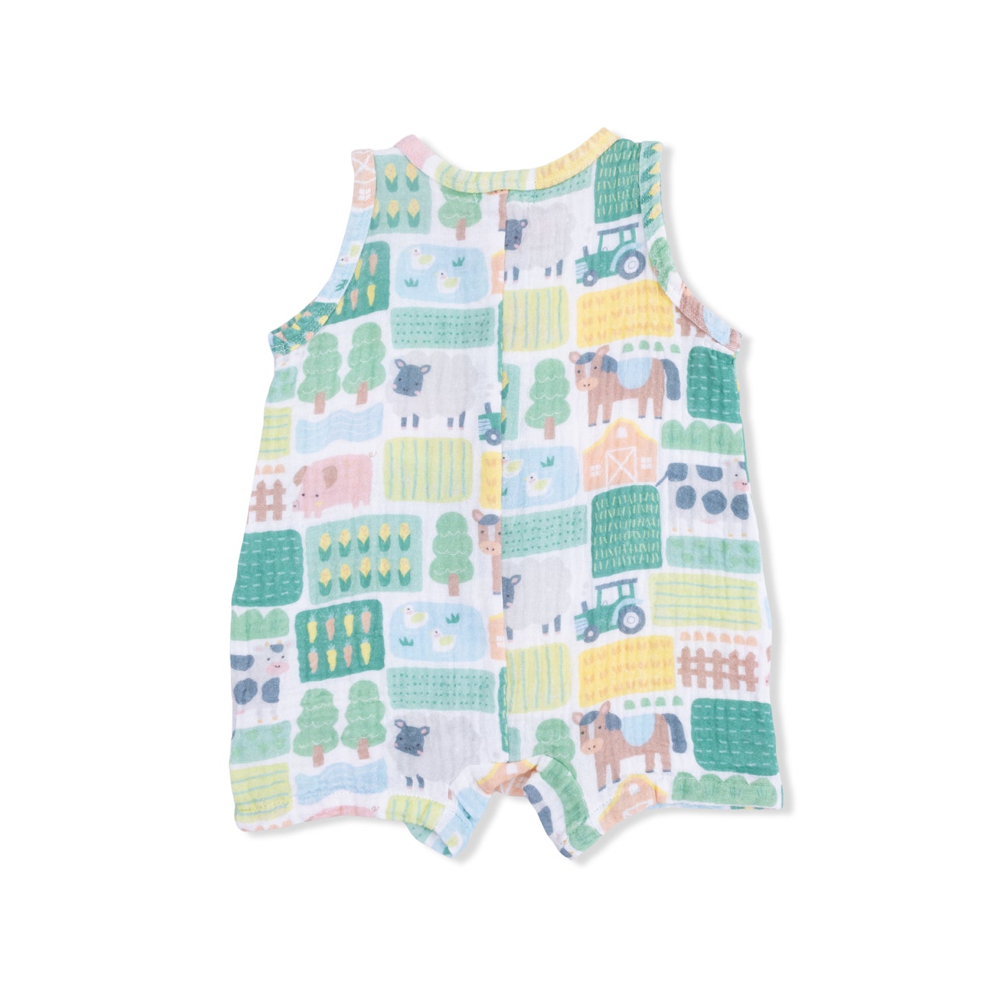 Patchwork Farm - Sleeveless Shortie Romper-Angel Dear