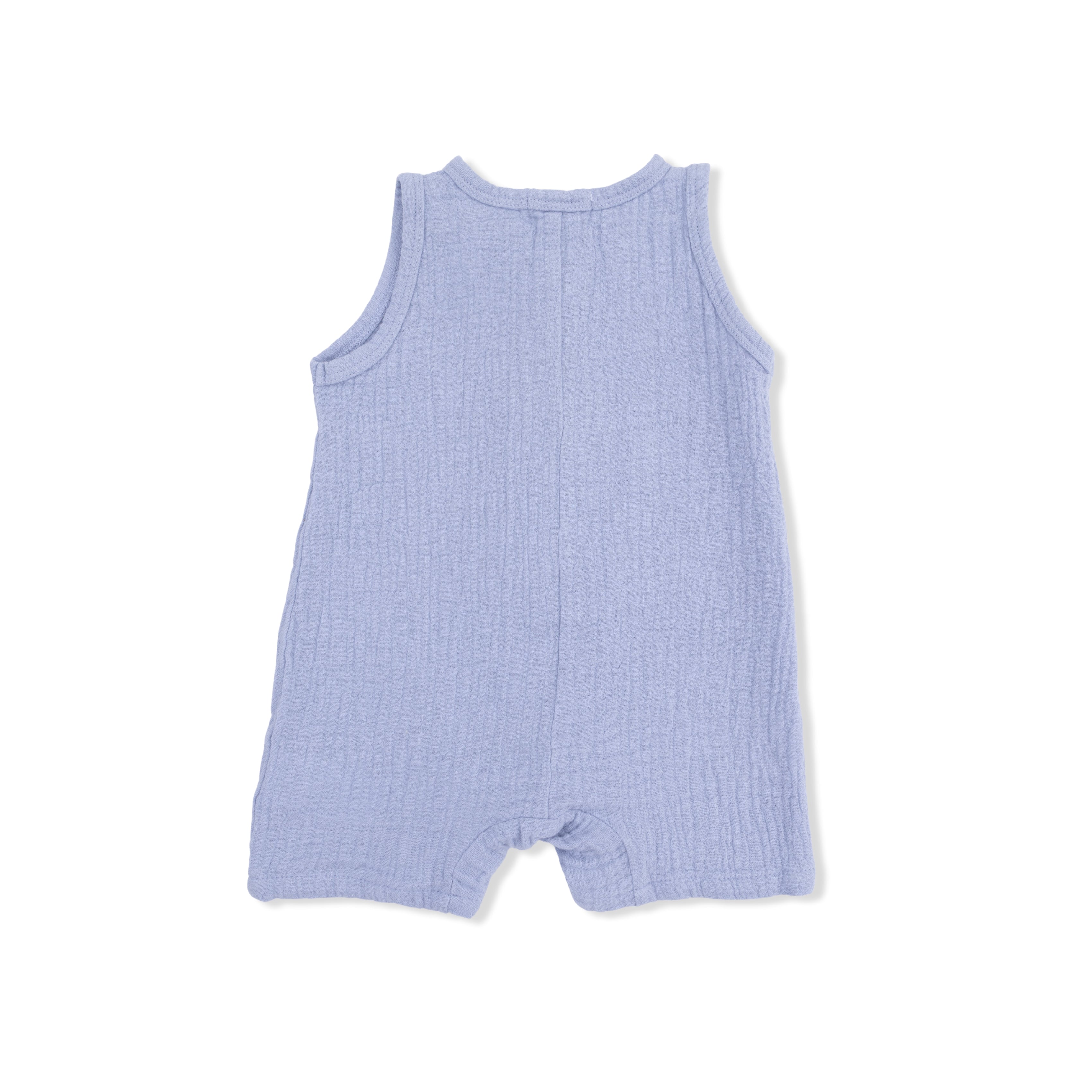 Solid Muslin Blue Blizzard - Sleeveless Shortie Romper-Angel Dear