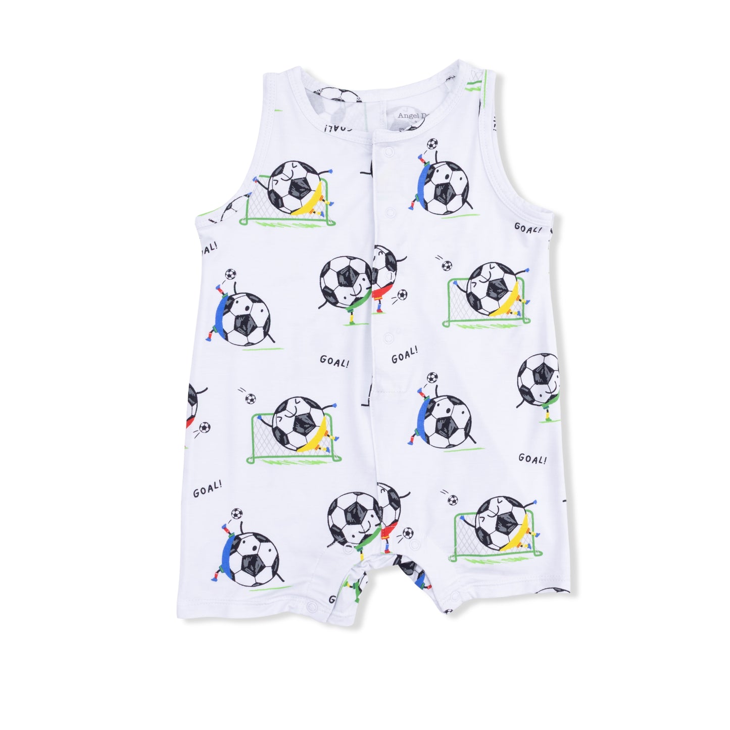 Soccer Balls Playing Soccer  Blue - Sleeveless Shortie Romper-Angel Dear