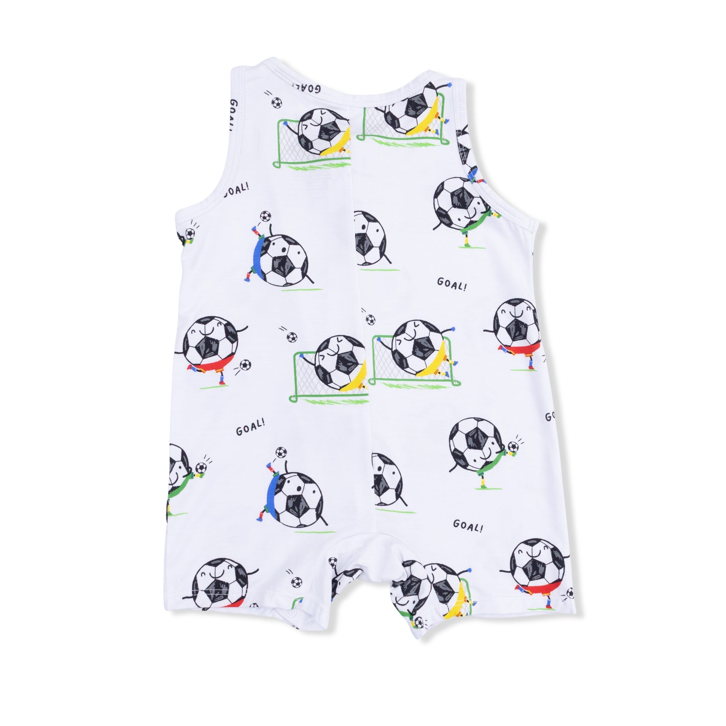 Soccer Balls Playing Soccer  Blue - Sleeveless Shortie Romper-Angel Dear