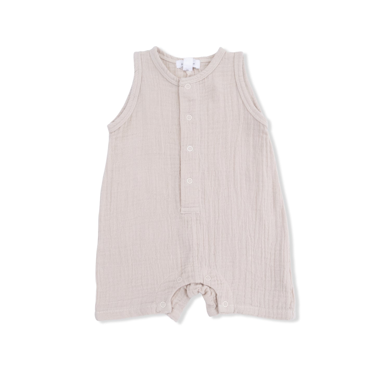 Solid Muslin French Oak - Sleeveless Shortie Romper-Angel Dear
