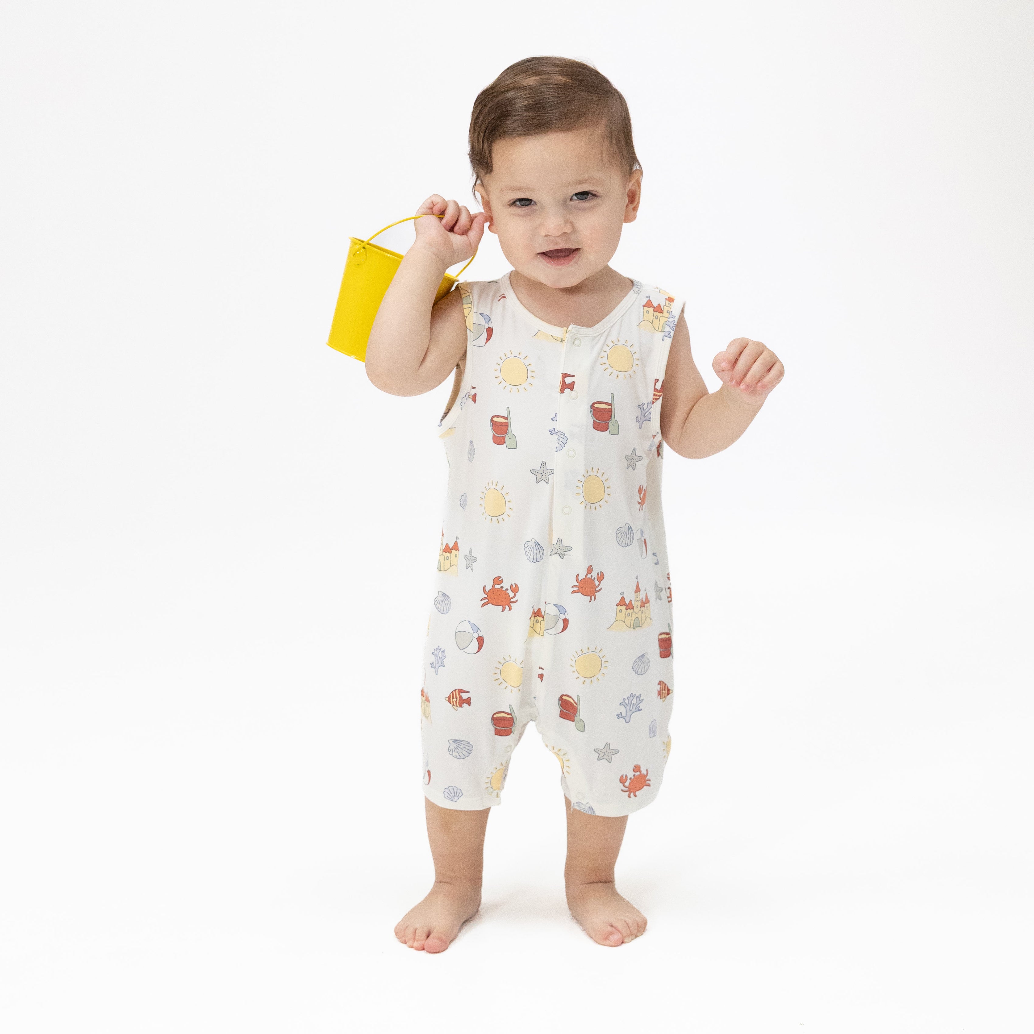 Sunny Sandcastles - Sleeveless Shortie Romper-Angel Dear