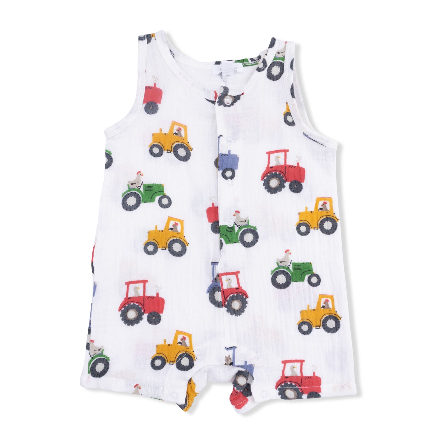 Tractor Friends - Sleeveless Shortie Romper-Angel Dear