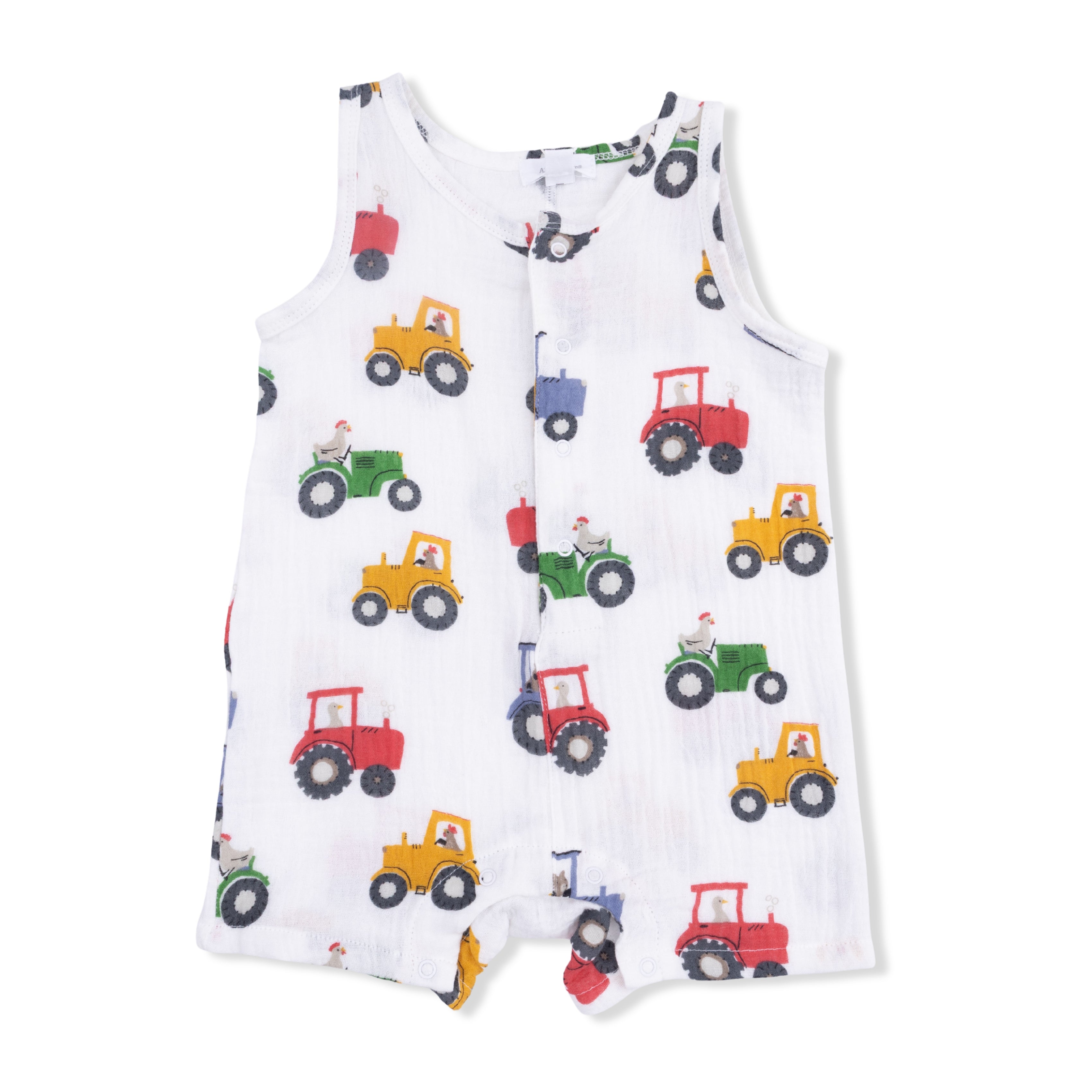 Tractor Friends - Sleeveless Shortie Romper-Angel Dear