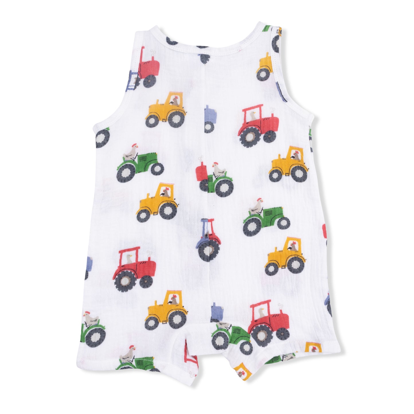 Tractor Friends - Sleeveless Shortie Romper-Angel Dear