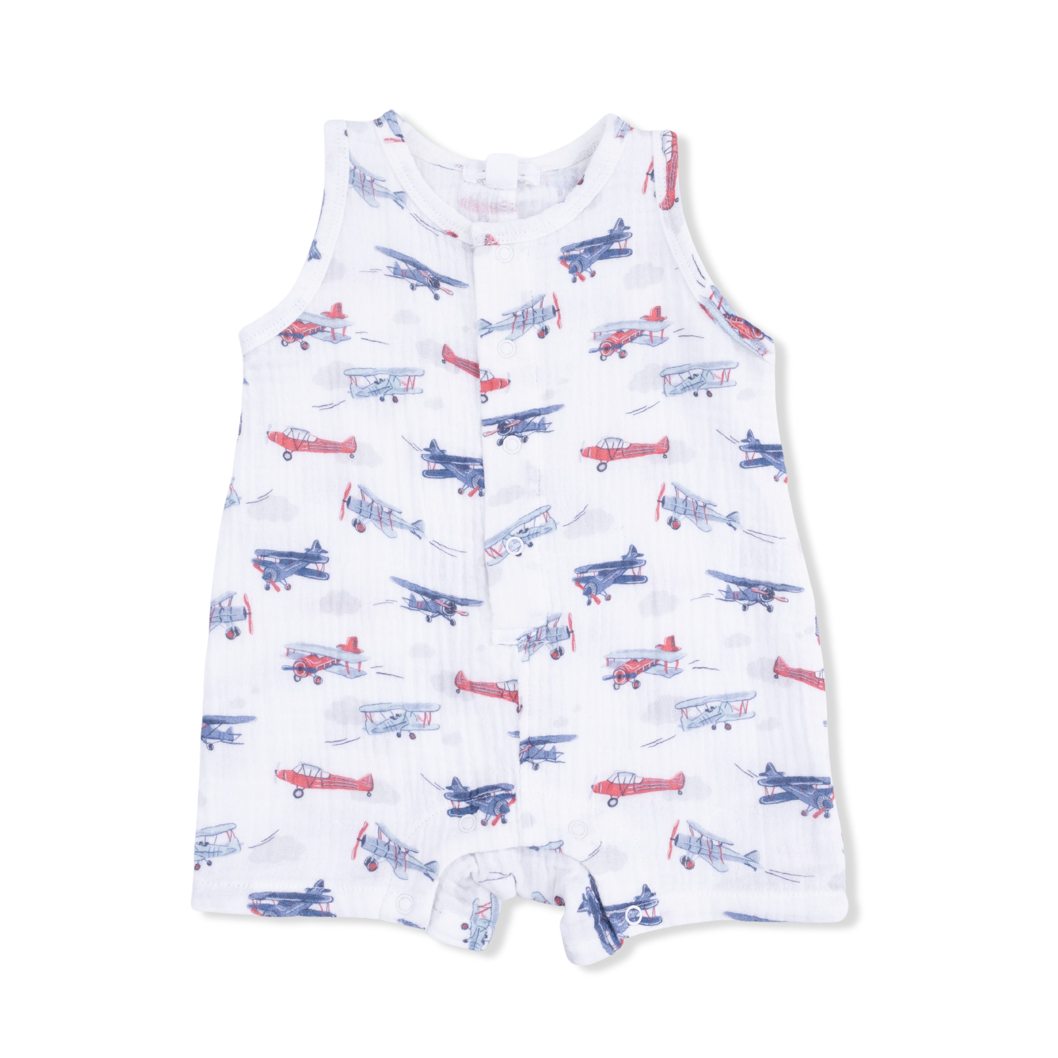 Vintage Planes - Sleeveless Shortie Romper-Angel Dear