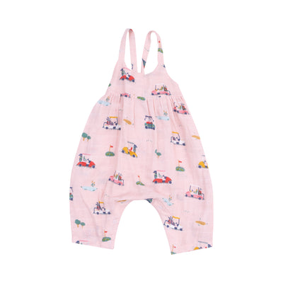 Tie Back Romper - Golf Cart Cuties Pink