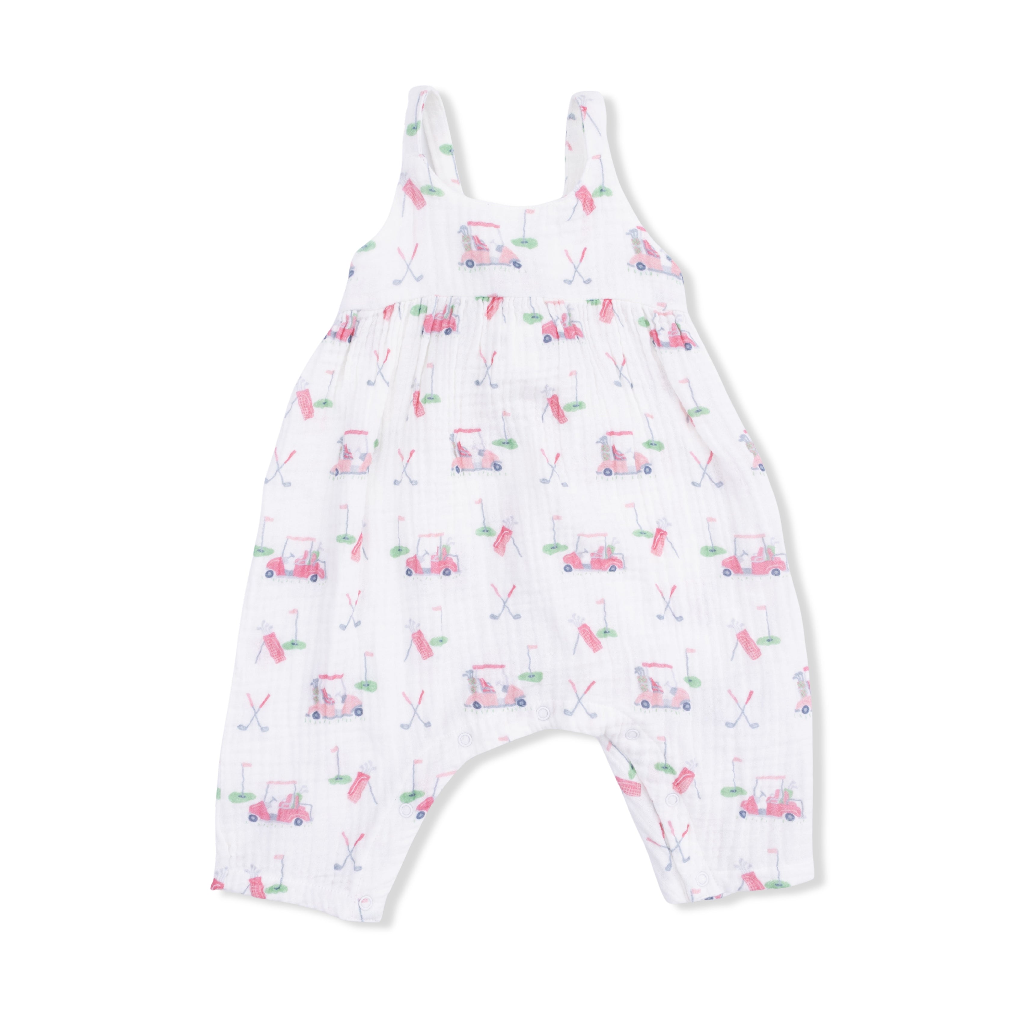 Baby Golf Carts Pink - Tie Back Romper-Angel Dear