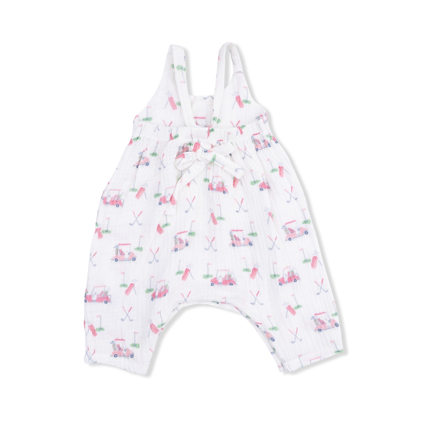 Baby Golf Carts Pink - Tie Back Romper-Angel Dear