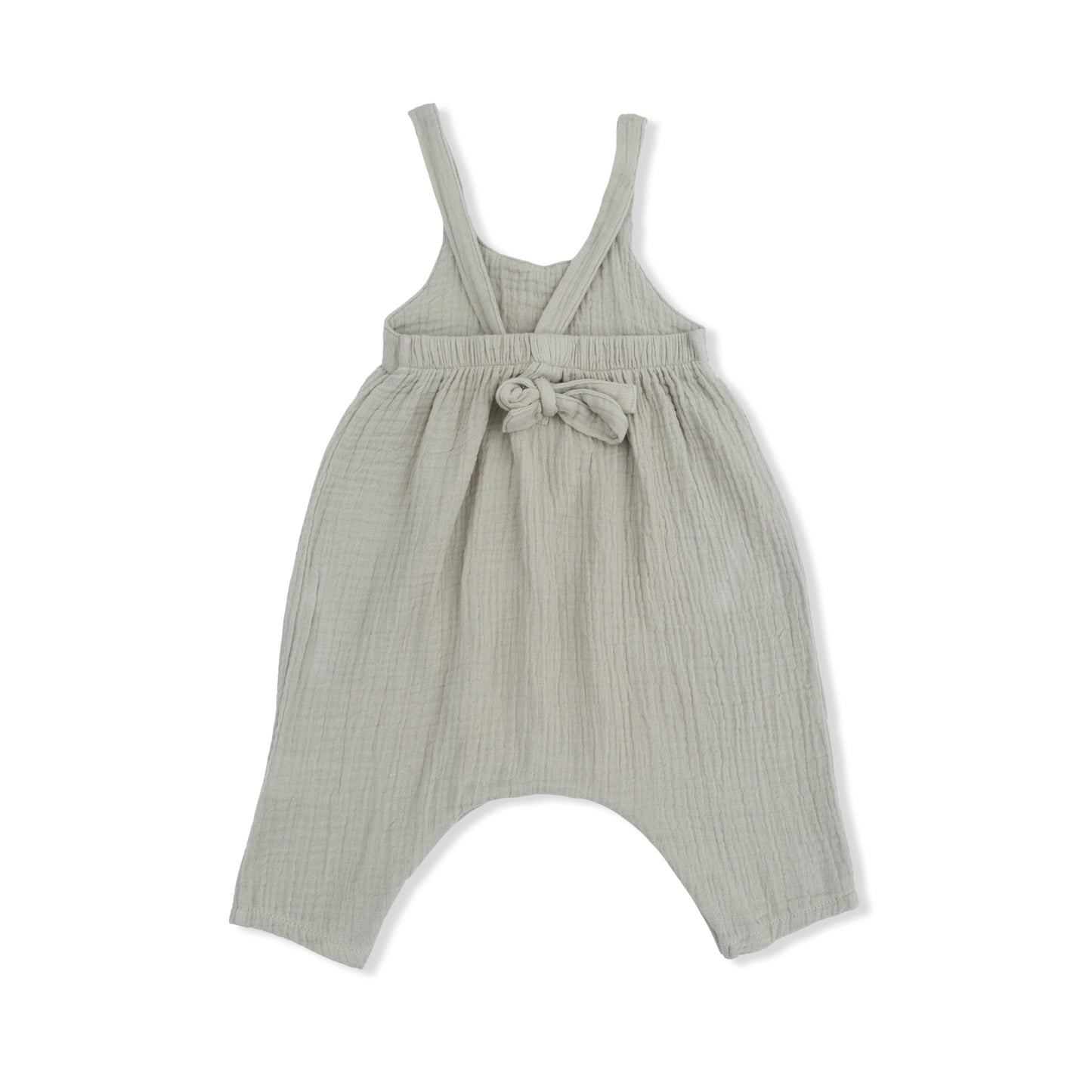 Solid Muslin Desert Green - Tie Back Romper