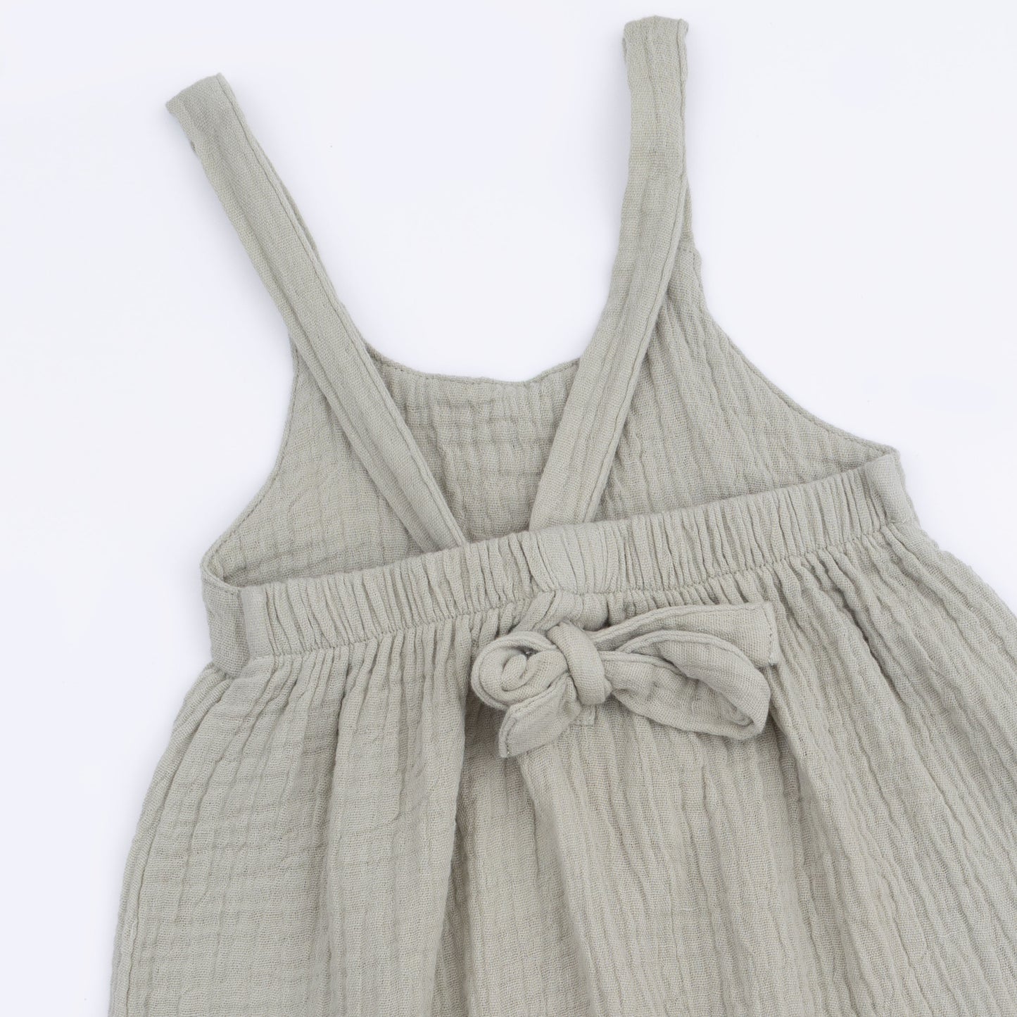 Solid Muslin Desert Green - Tie Back Romper