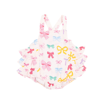 Ruffle Sunsuit - Colorful Bows