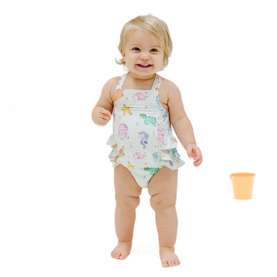 Ruffle Sunsuit - Cute Sea Creatures