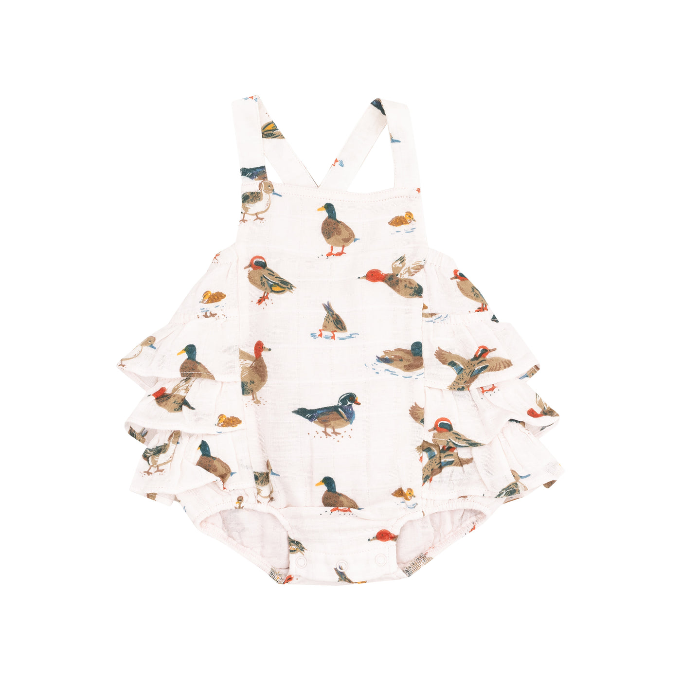 Ruffle Sunsuit - Ducks Pink