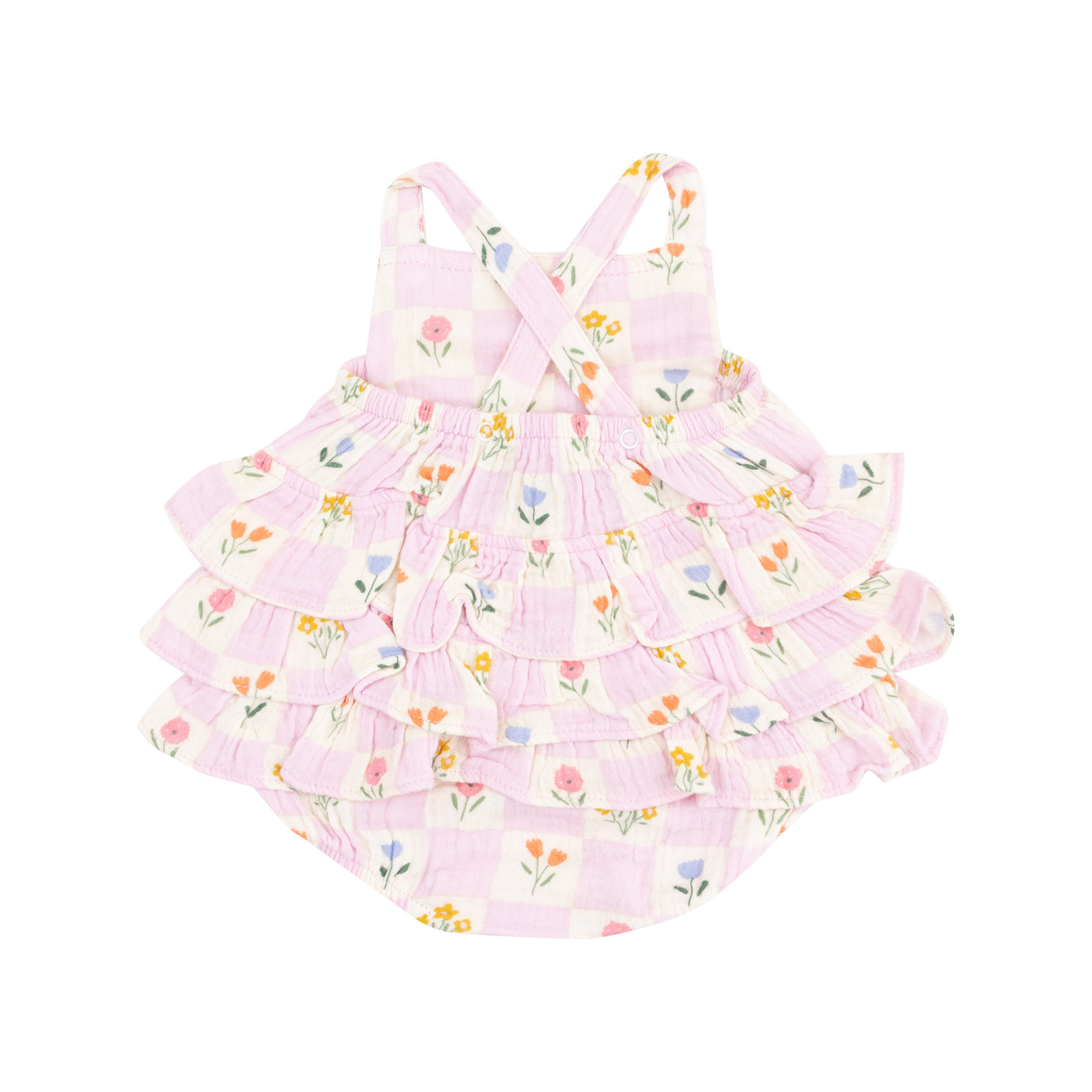 Ruffle Sunsuit - Floral Check