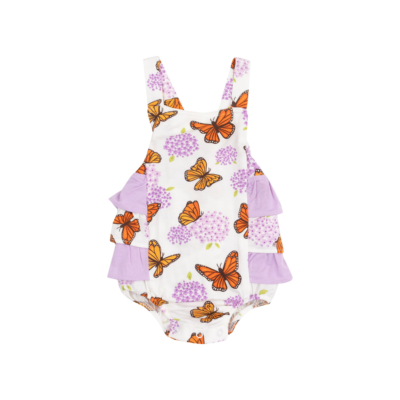 Ruffle Sunsuit - Monarch Butterflies and Milkweed