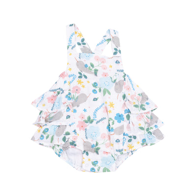 Ruffle Sunsuit - Narwhal Floral