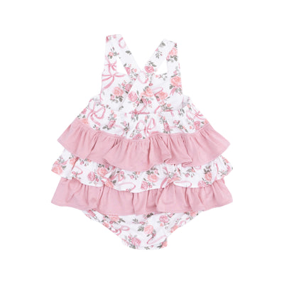 Ruffle Sunsuit - Ribbons and Flowers