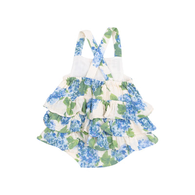 Ruffle Sunsuit - Watercolor Hydrangeas