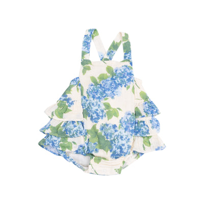 Ruffle Sunsuit - Watercolor Hydrangeas