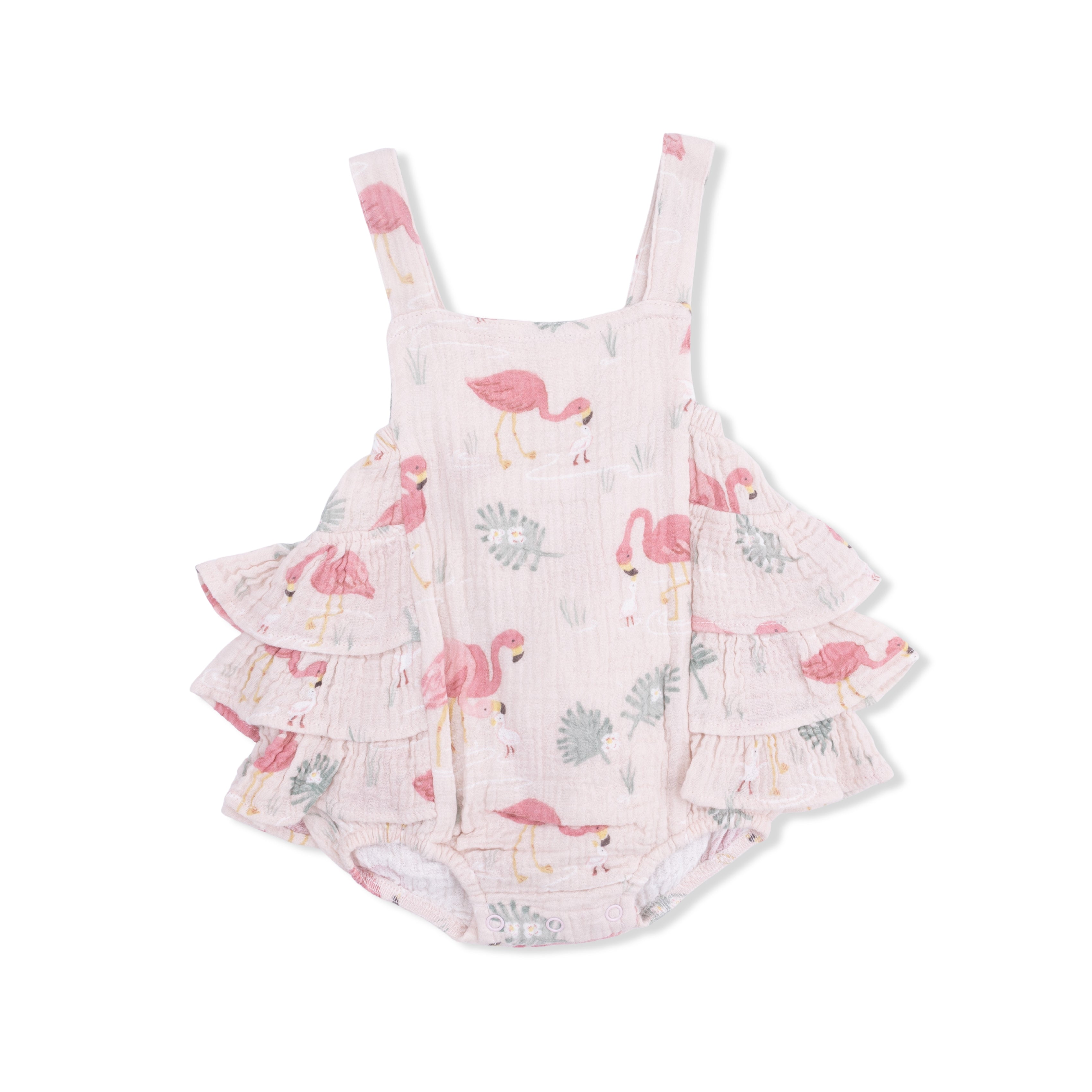 Flamingos - Ruffle Sunsuit-Angel Dear