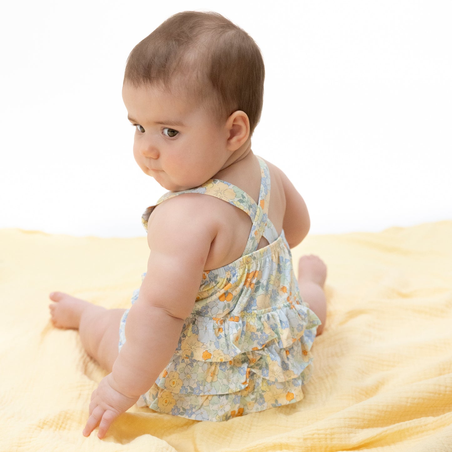 Georgia Floral - Ruffle Sunsuit-Angel Dear