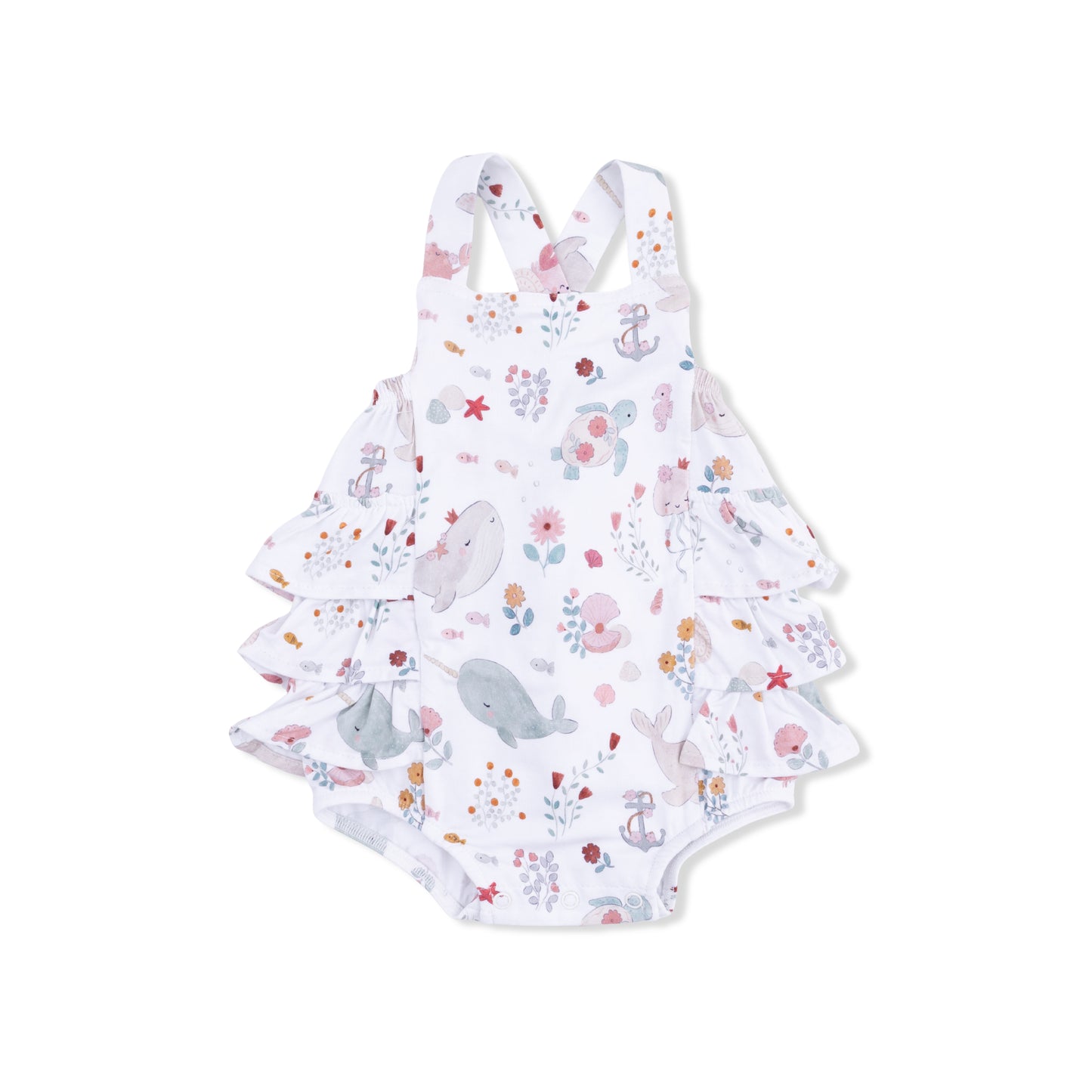 Garden Sea Creatures - Ruffle Sunsuit-Angel Dear