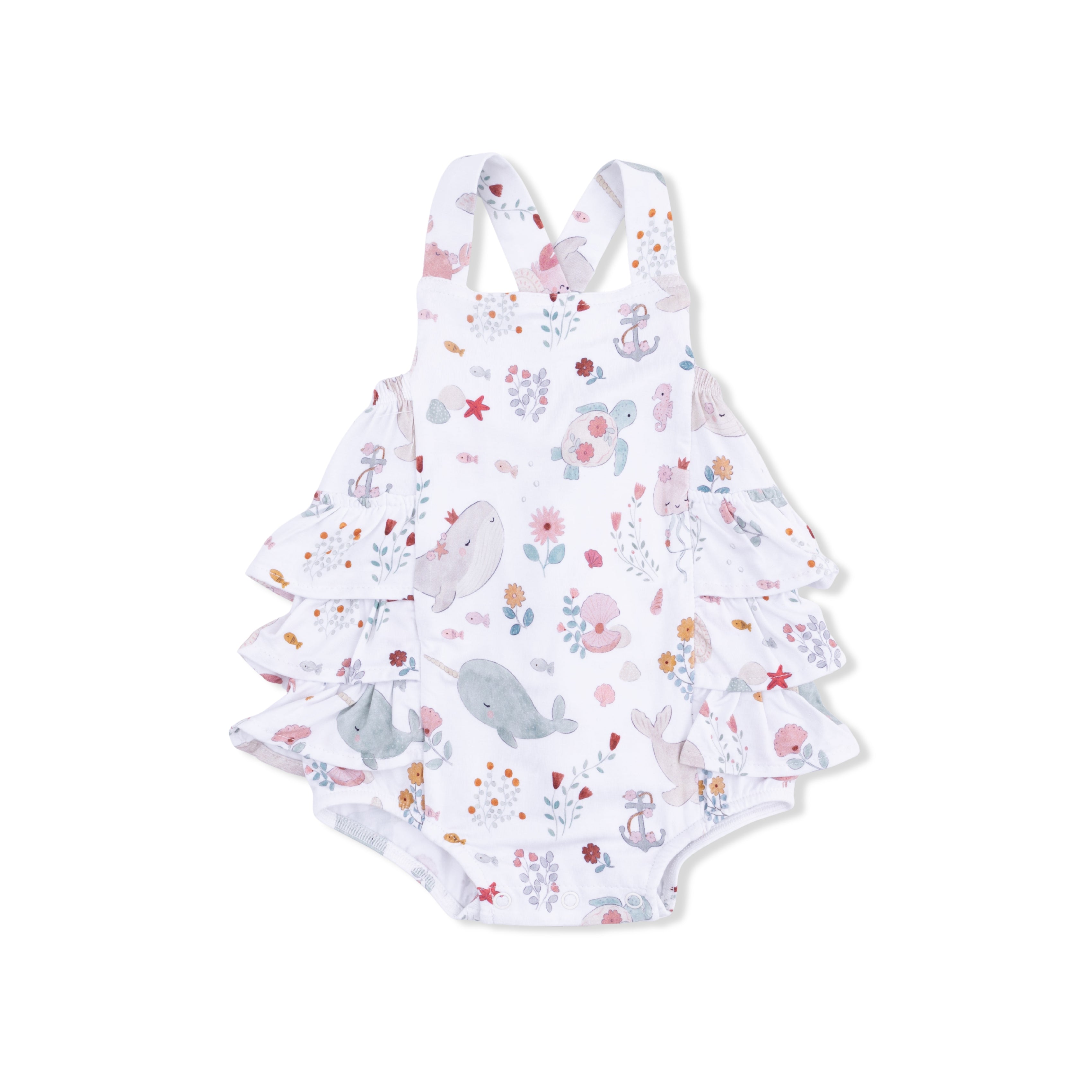 Garden Sea Creatures - Ruffle Sunsuit-Angel Dear
