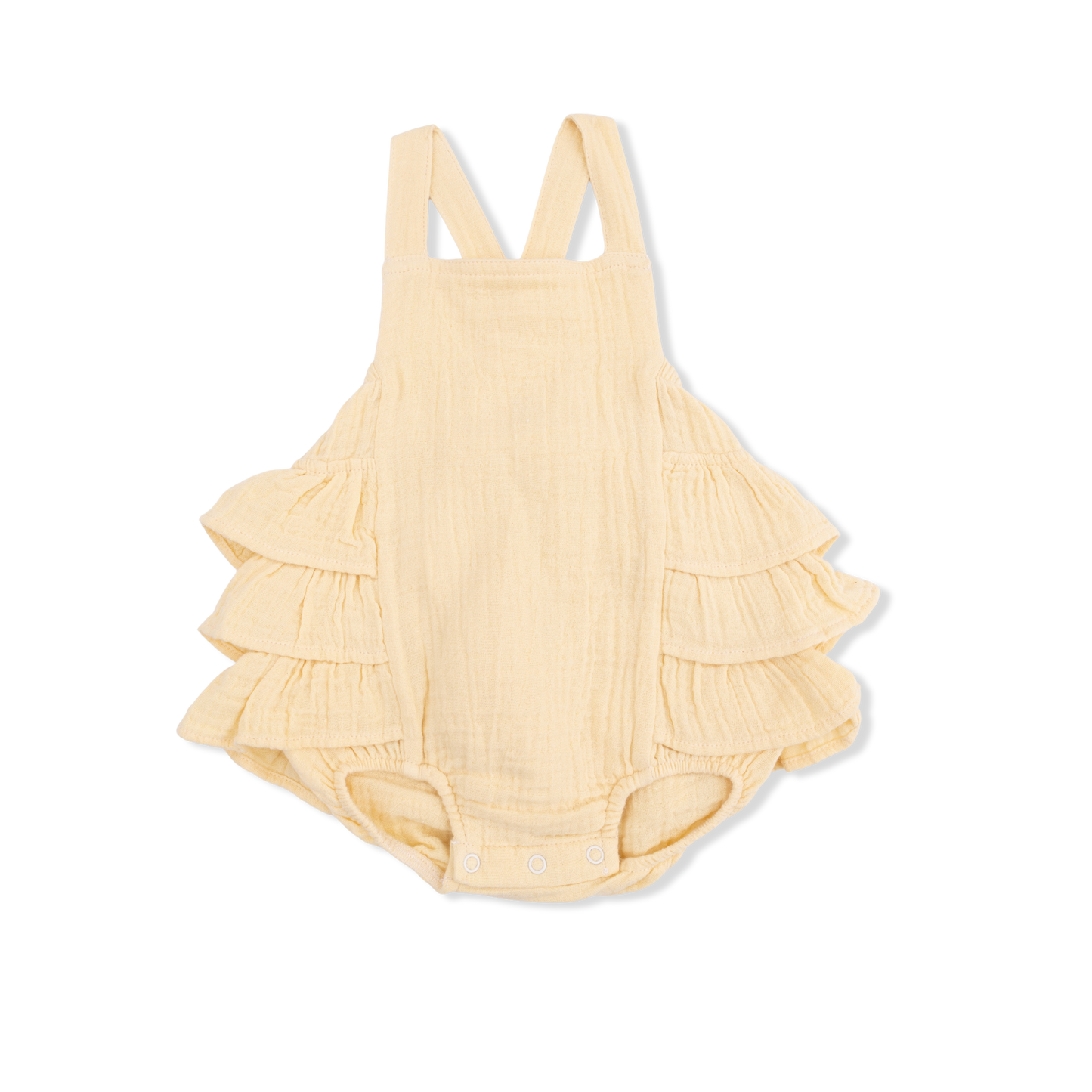 Solid Muslin Italian Straw - Ruffle Sunsuit-Angel Dear