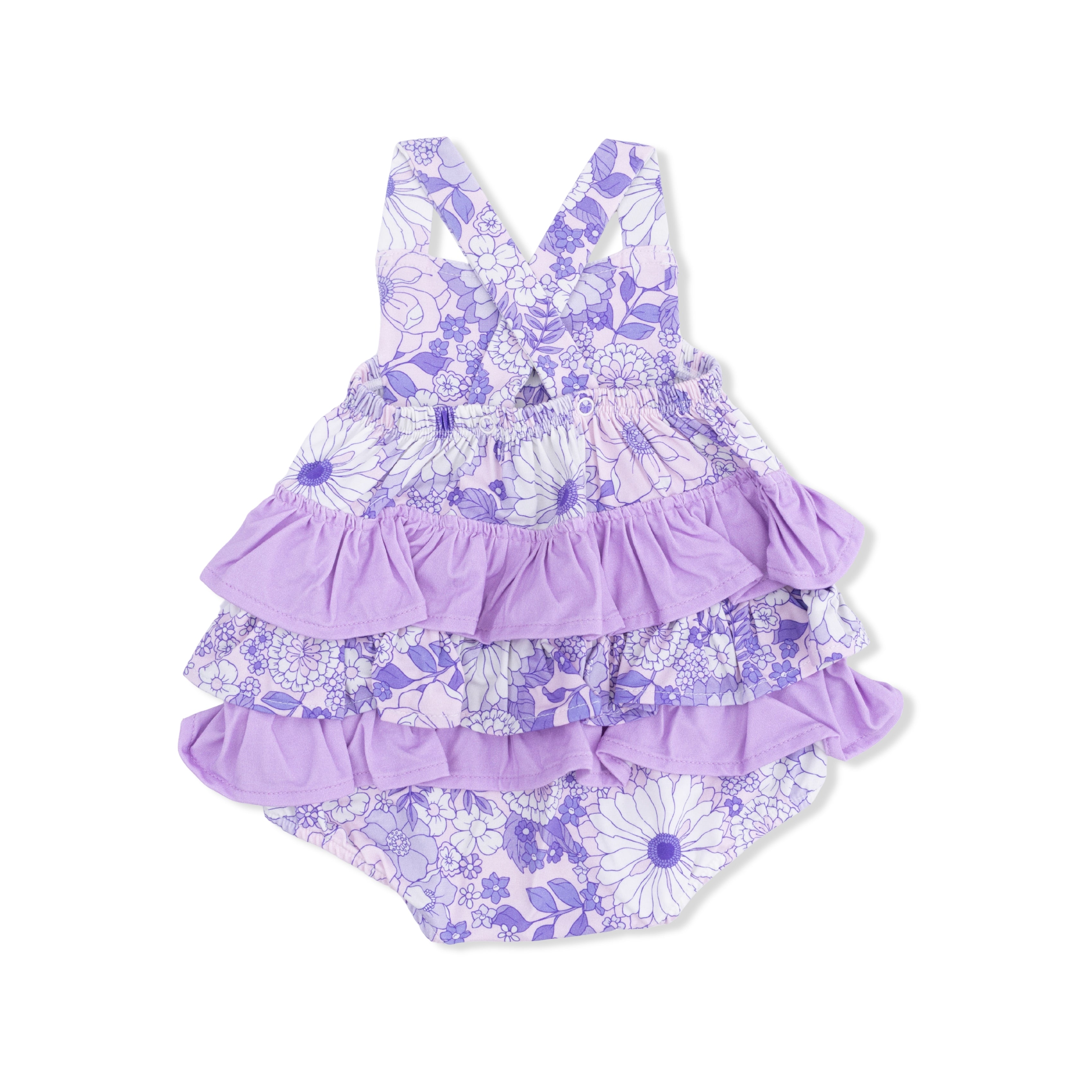 Lacy Lavender Floral - Ruffle Sunsuit-Angel Dear