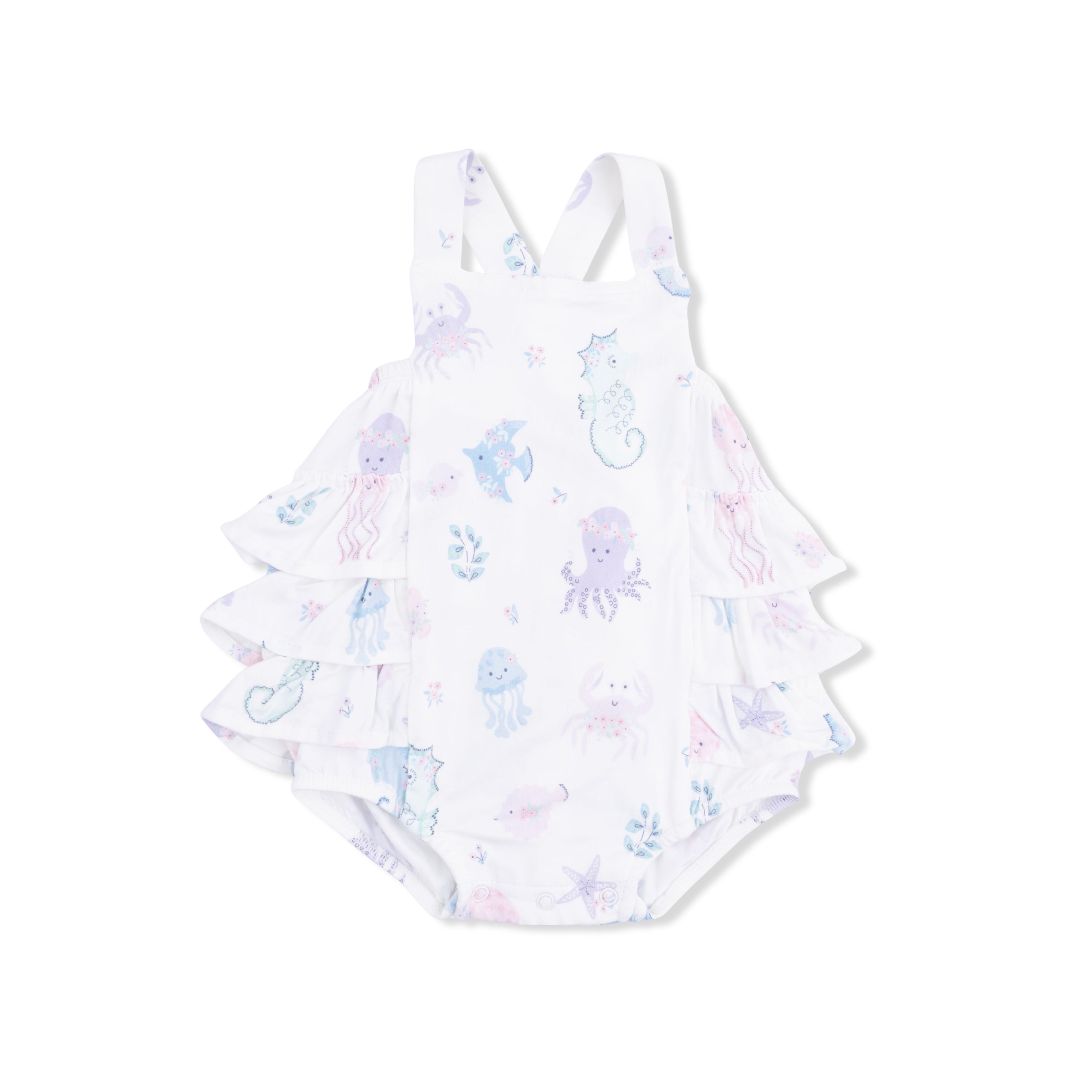Floral Sea Creatures - Ruffle Sunsuit-Angel Dear