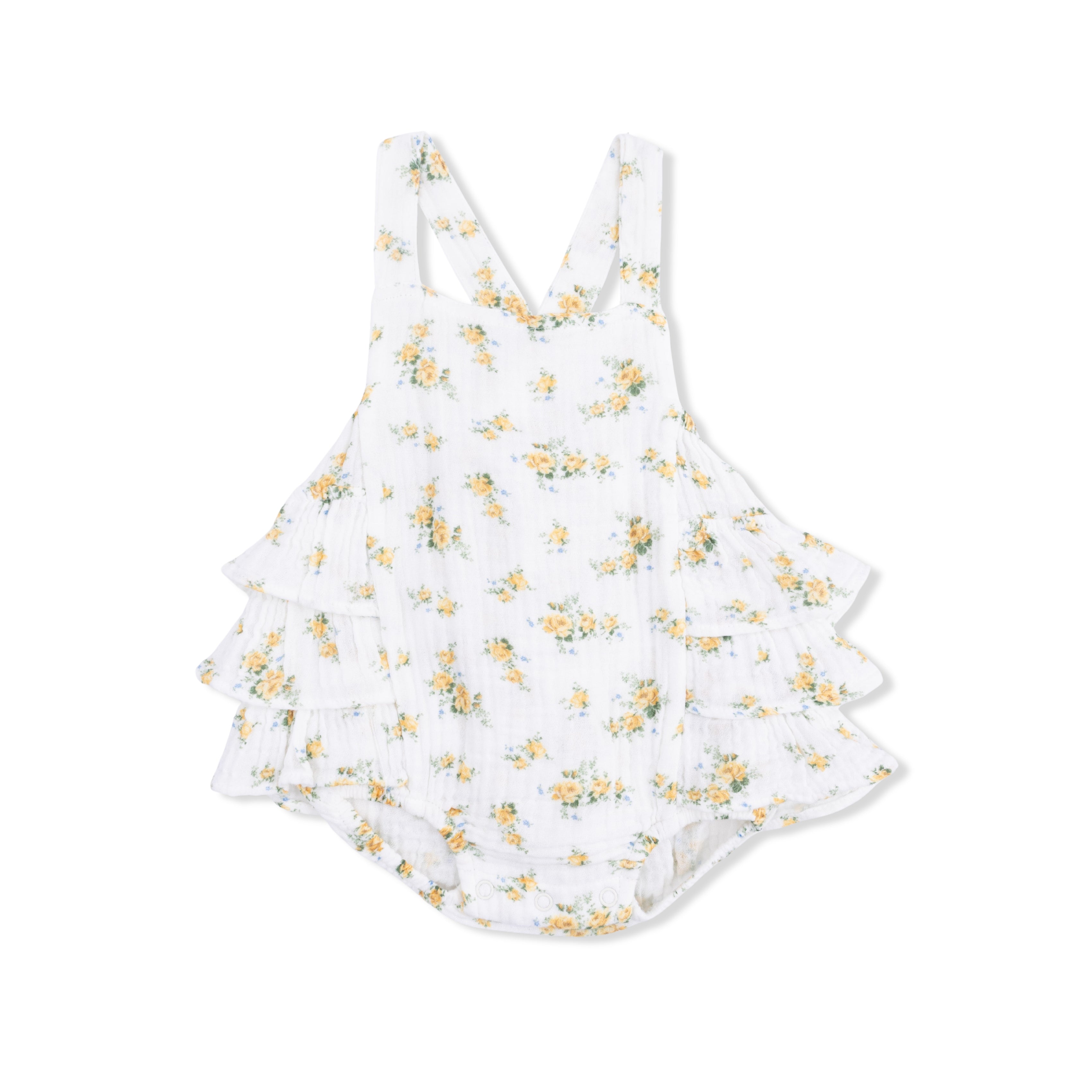 Sunshine Roses - Ruffle Sunsuit-Angel Dear