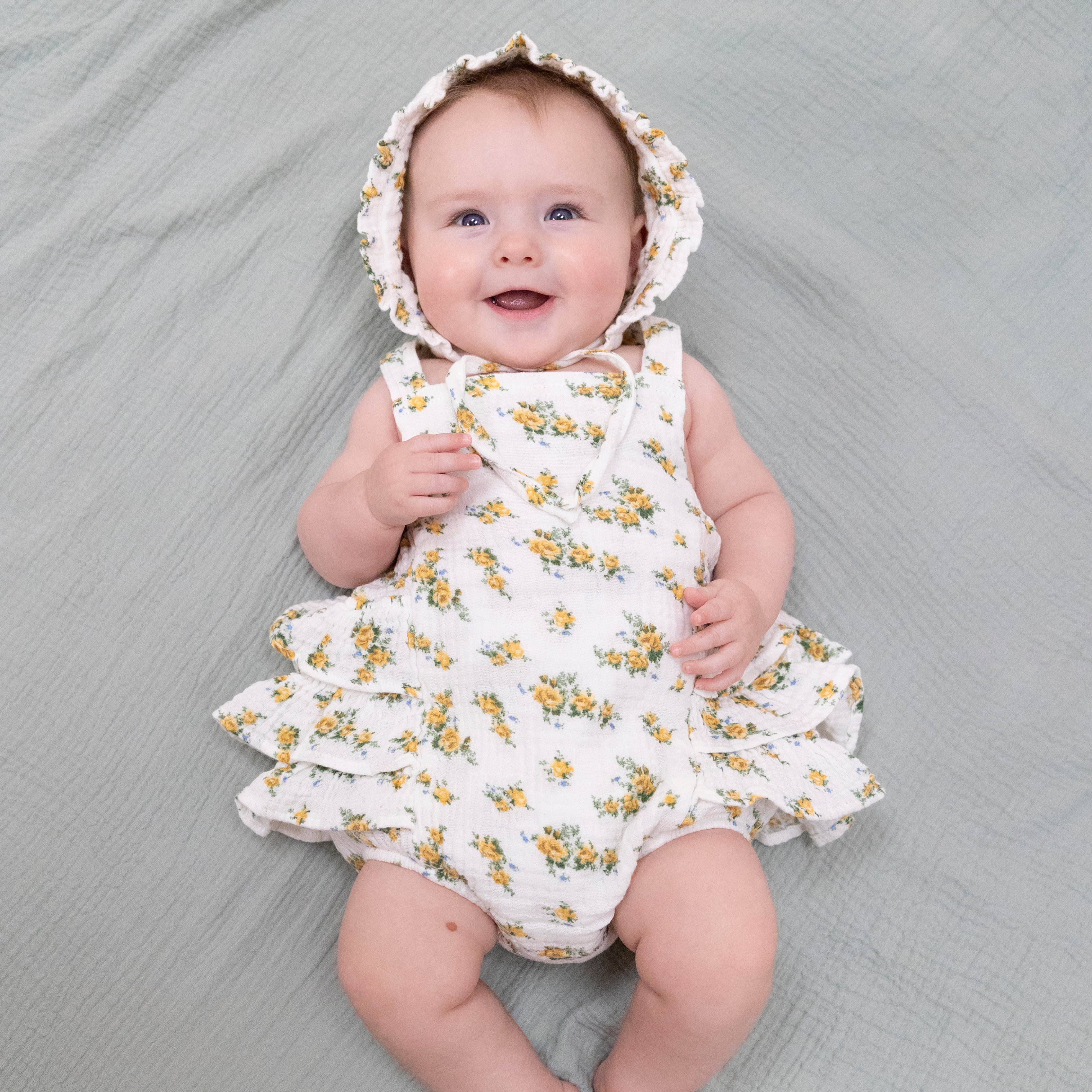 Sunshine Roses - Ruffle Sunsuit-Angel Dear