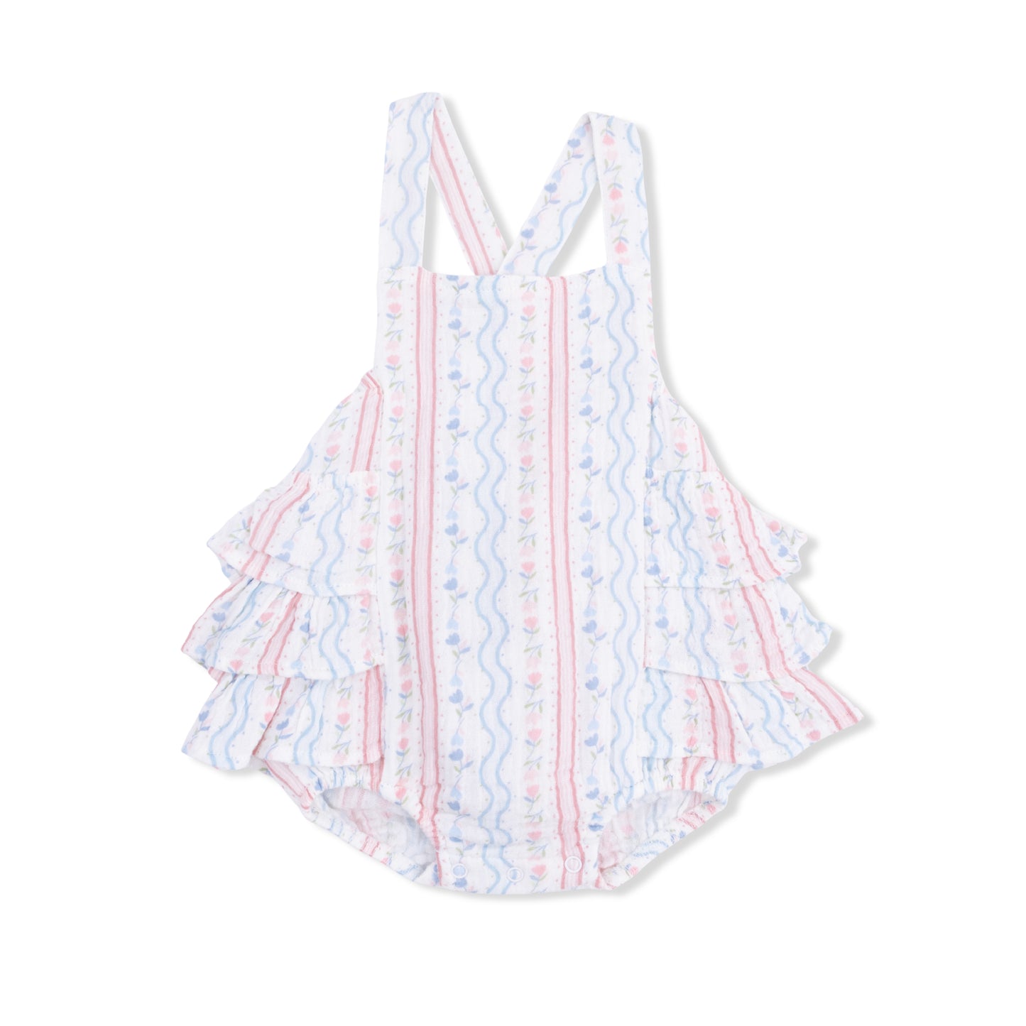 Tulip Stripe - Ruffle Sunsuit-Angel Dear