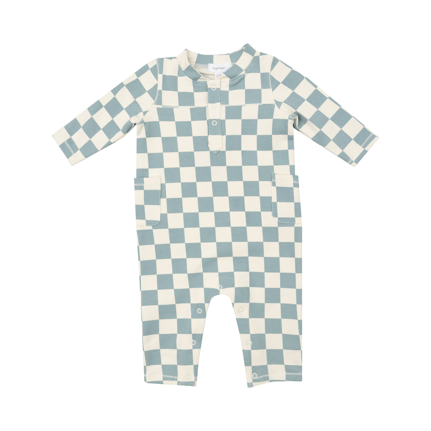 Uni Romper - Checkerboard Gray Mist-Angel Dear