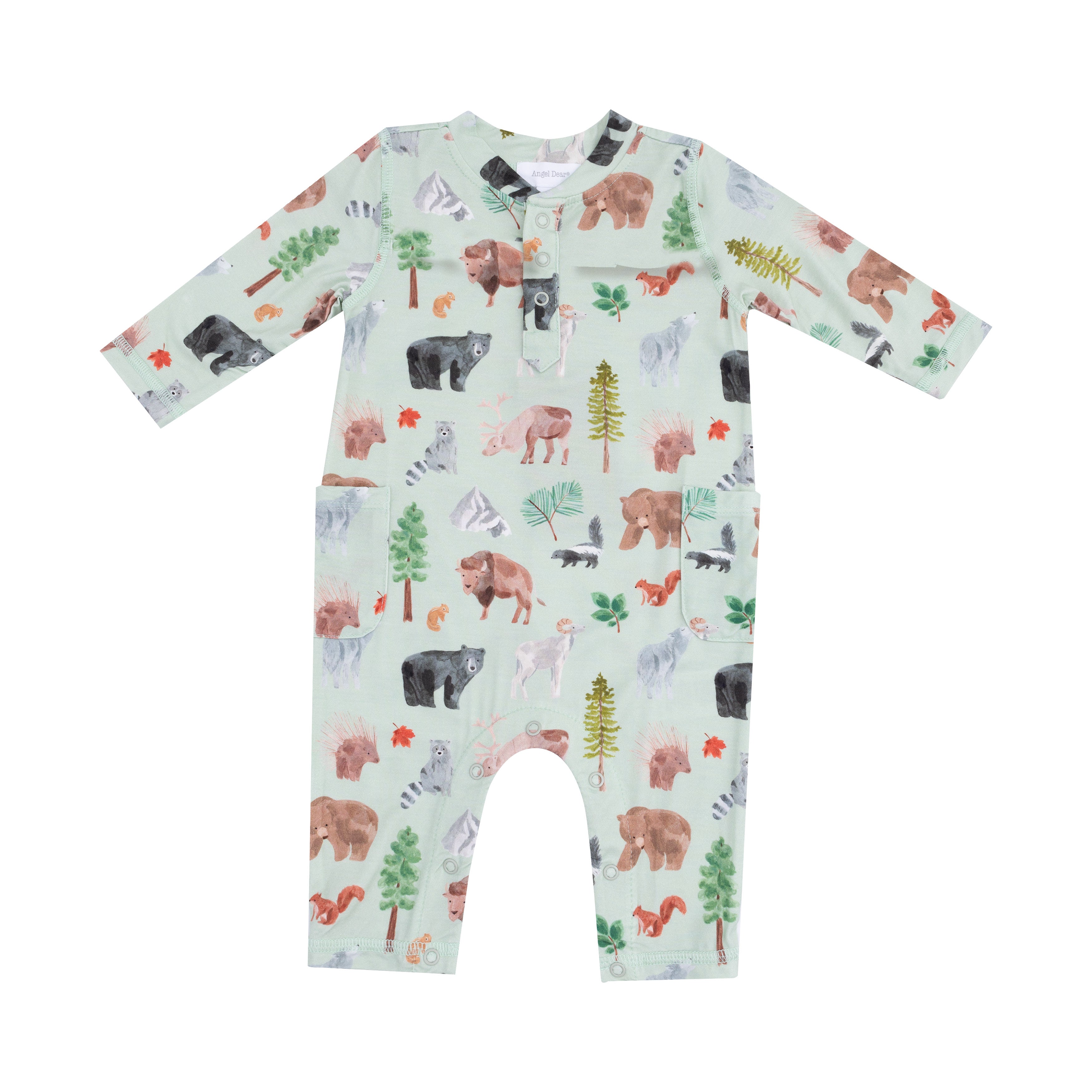 Uni Romper in our  American Woodland Animals print from Angel Dear