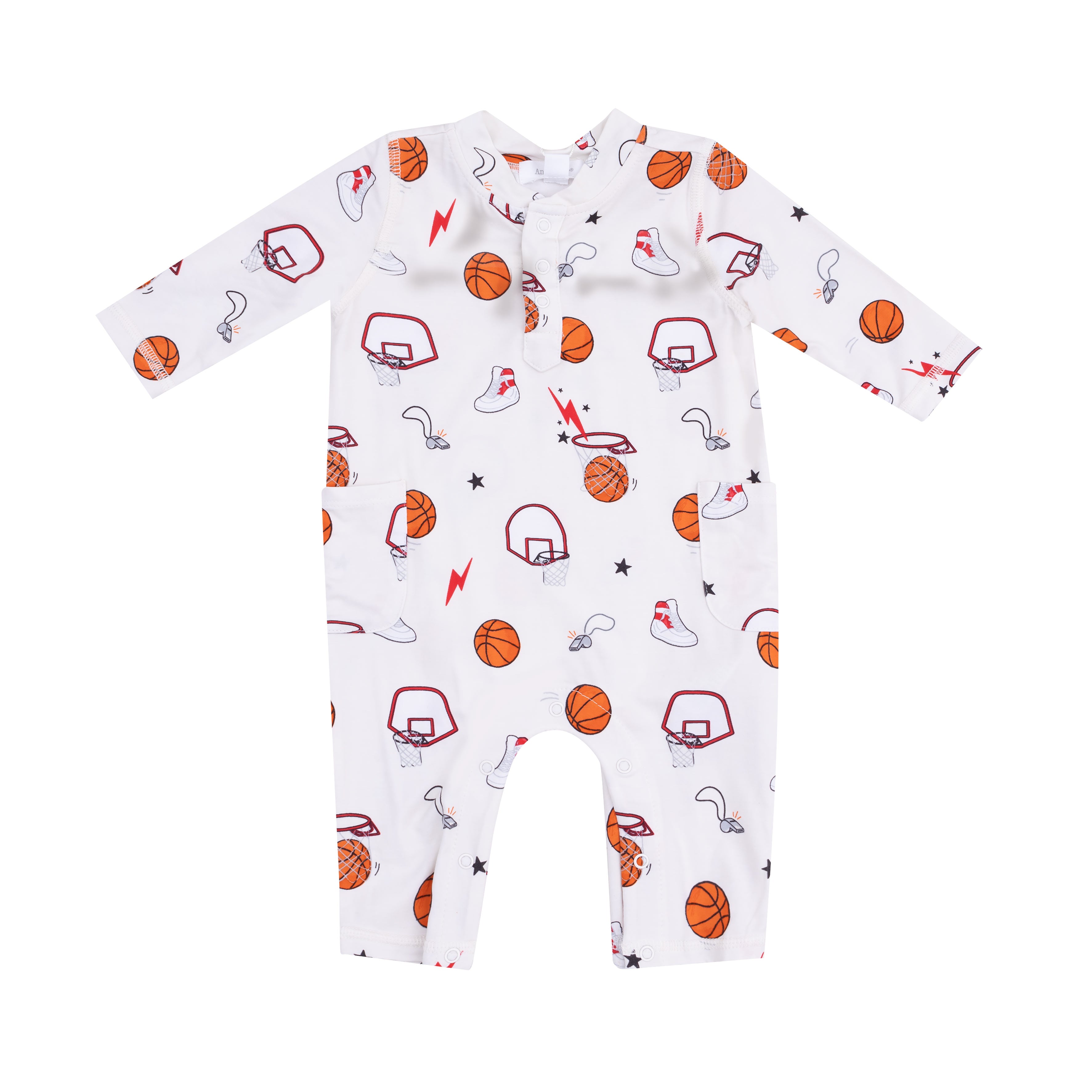 Uni Romper in our  Basketball Uni print from Angel Dear