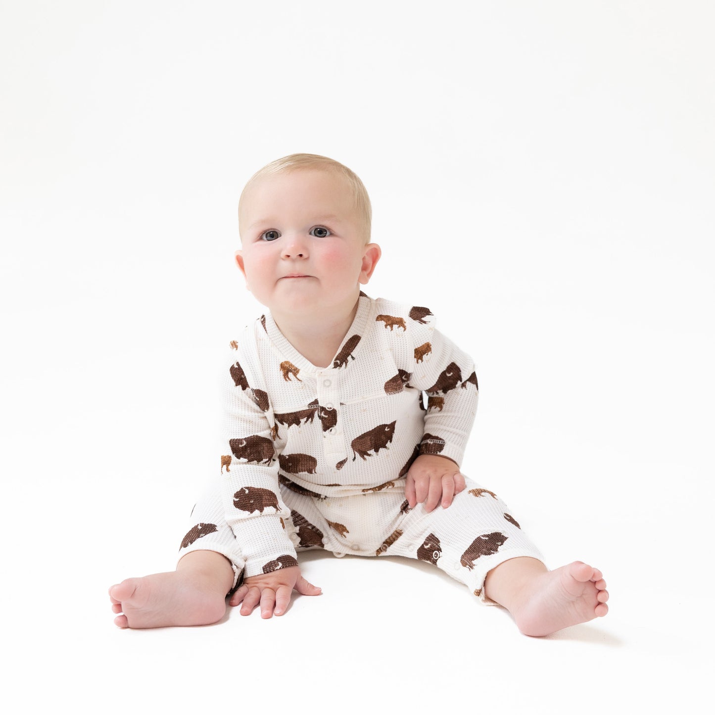 Uni Romper in our  Bison print from Angel Dear