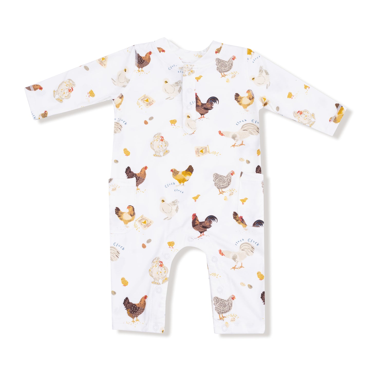 Uni Romper in our  Collector Chickens - Unisex print from Angel Dear