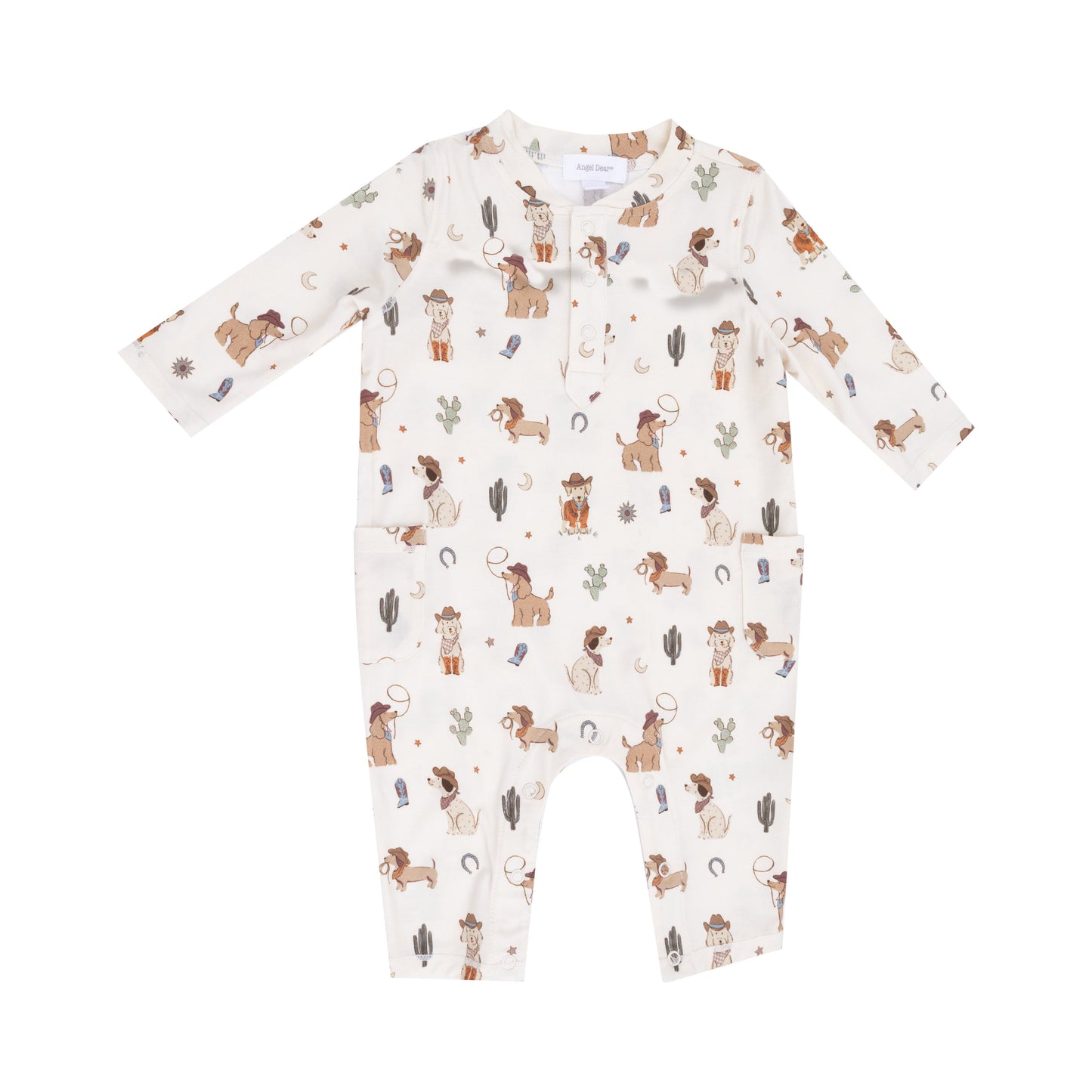 Uni Romper in our  Cowboy Dogs print from Angel Dear