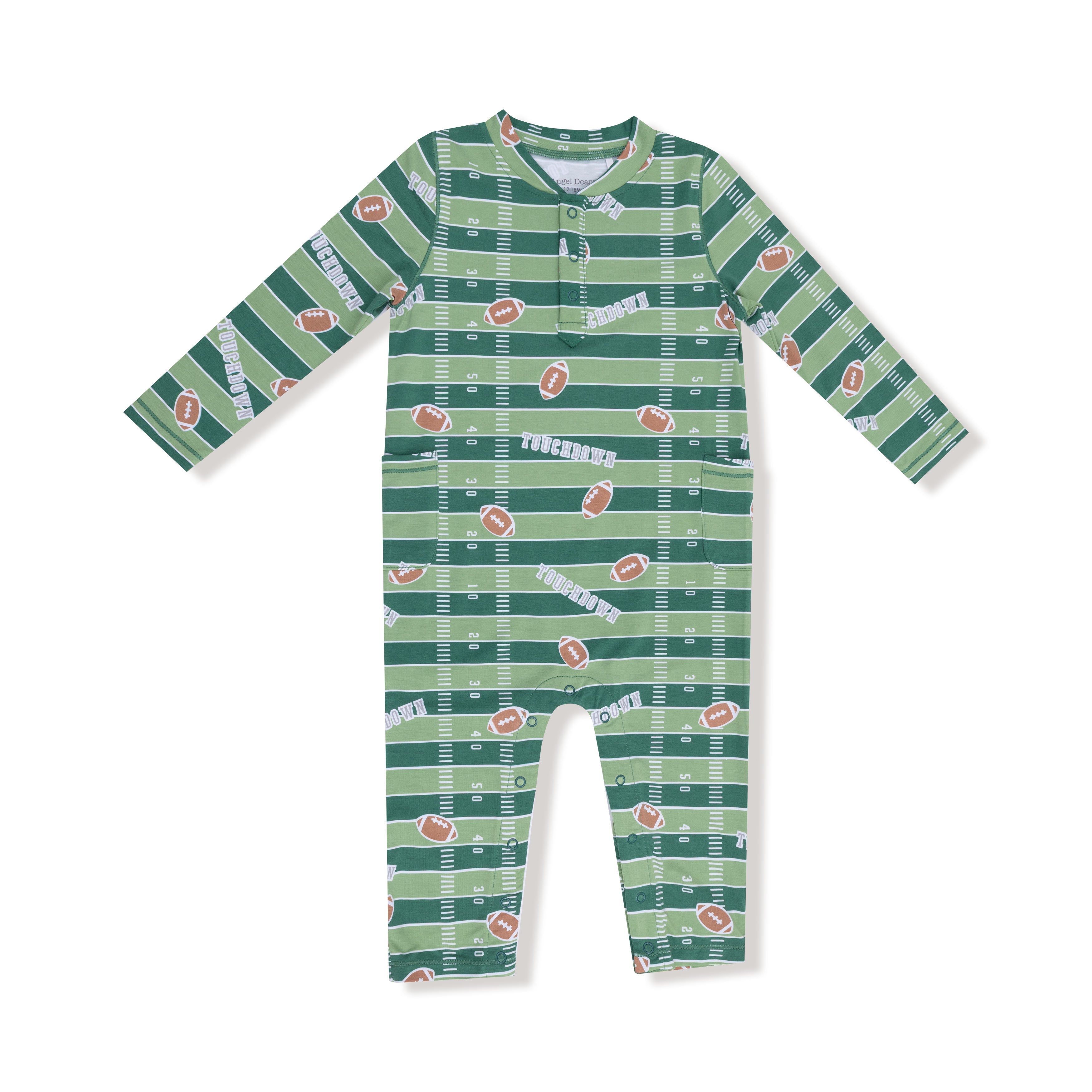 Uni Romper in our  Football Field - Glow in the Dark print from Angel Dear