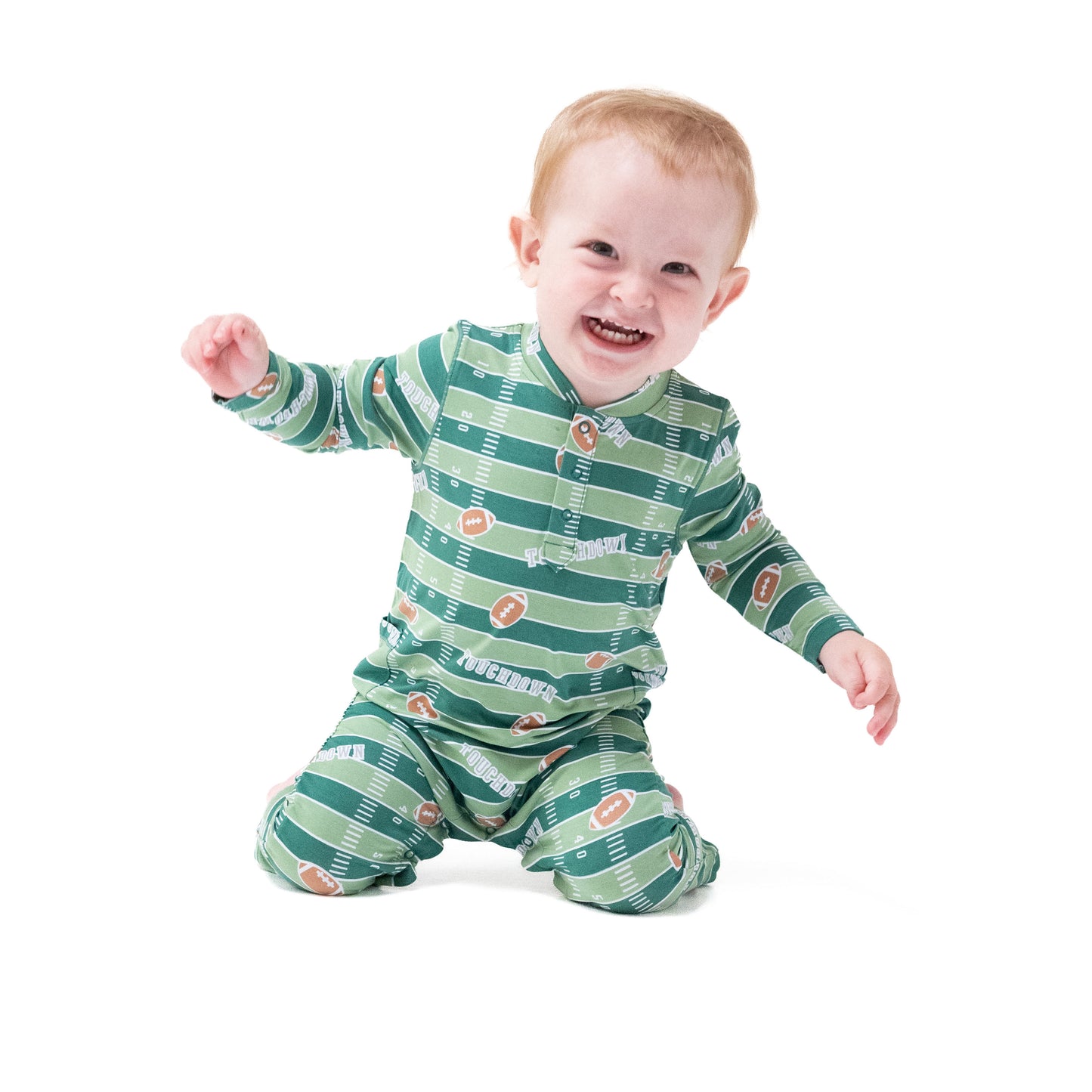 Uni Romper in our  Football Field - Glow in the Dark print from Angel Dear