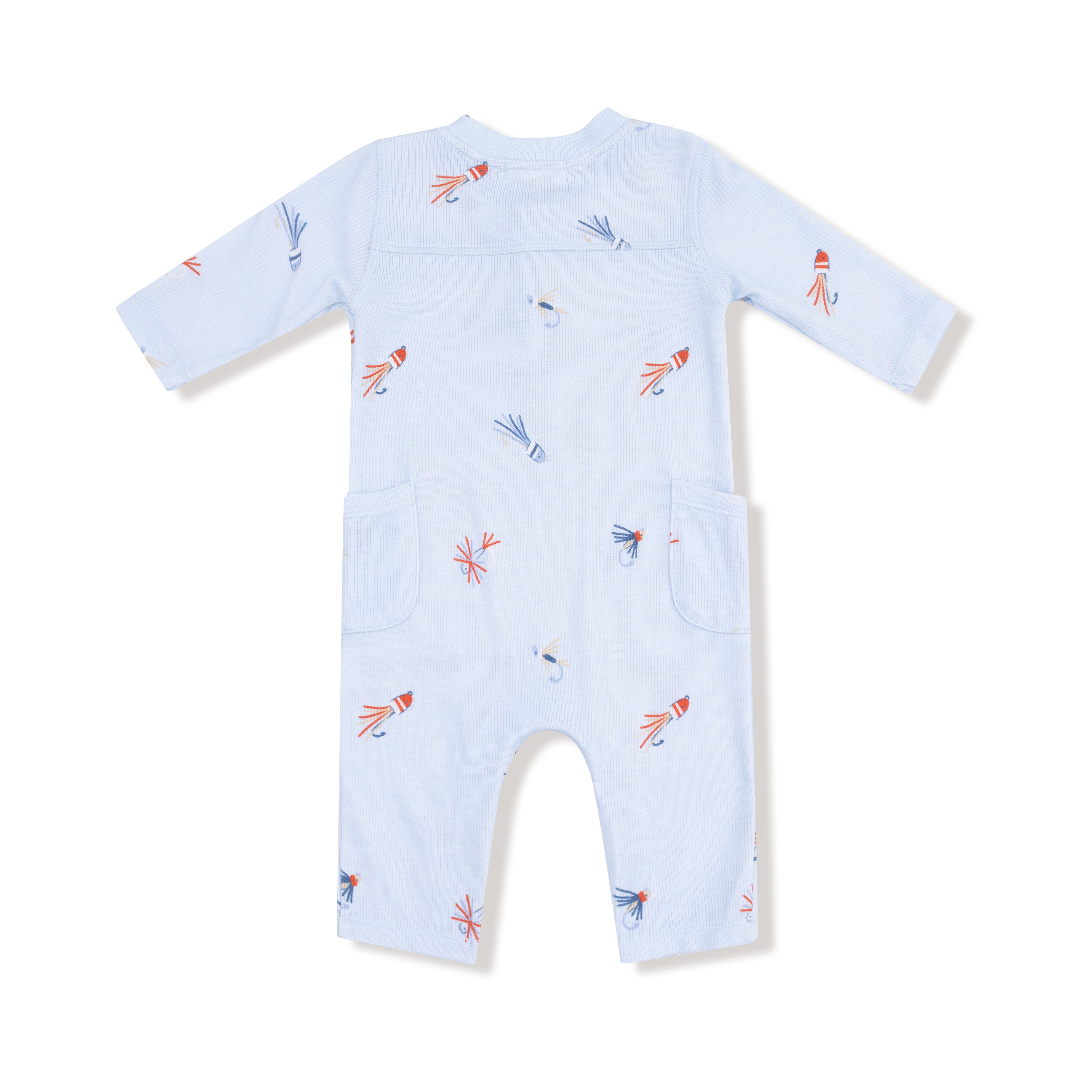 Uni Romper in our  Fly Fishing Lures print from Angel Dear
