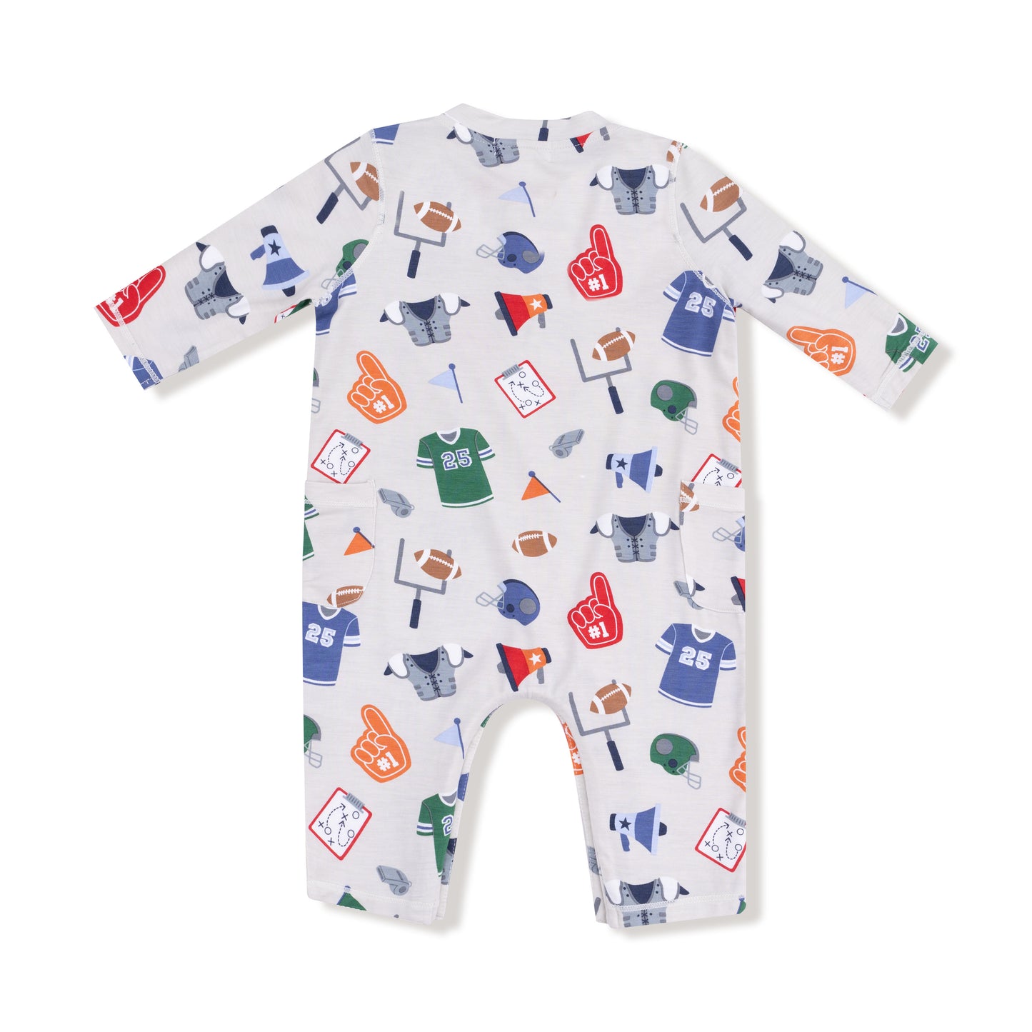 Uni Romper in our  Game Day - Grey print from Angel Dear