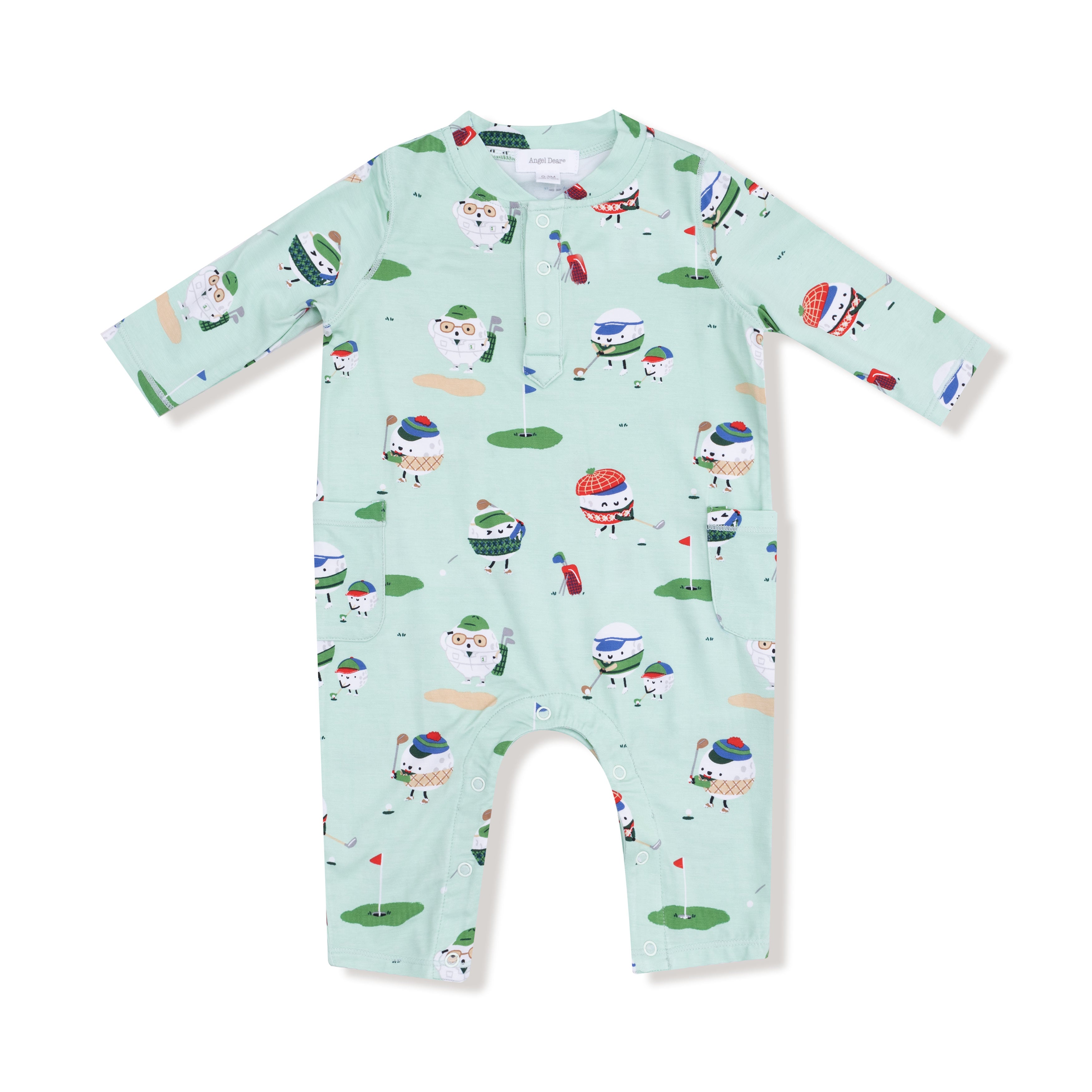 Uni Romper in our  Golf Pros - Green print from Angel Dear