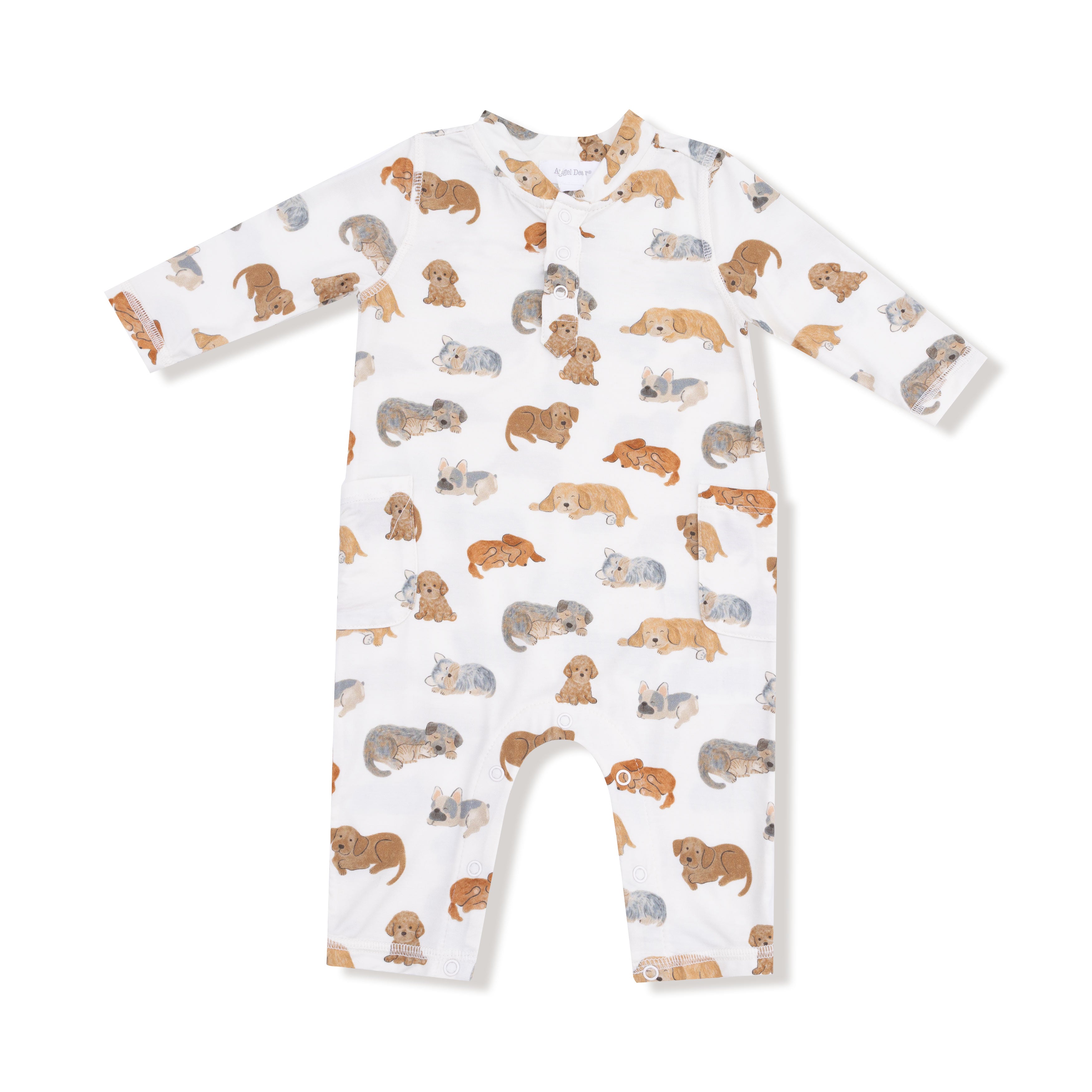 Uni Romper in our  Napping Puppies print from Angel Dear