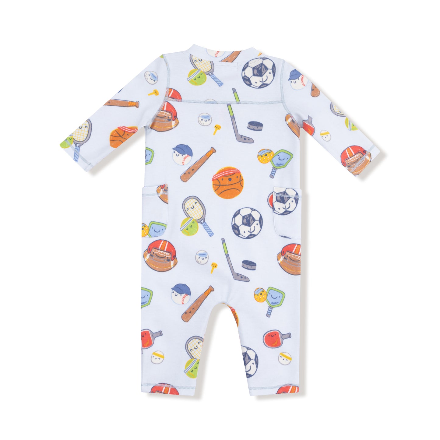 Uni Romper in our  Sports Ball Friends print from Angel Dear