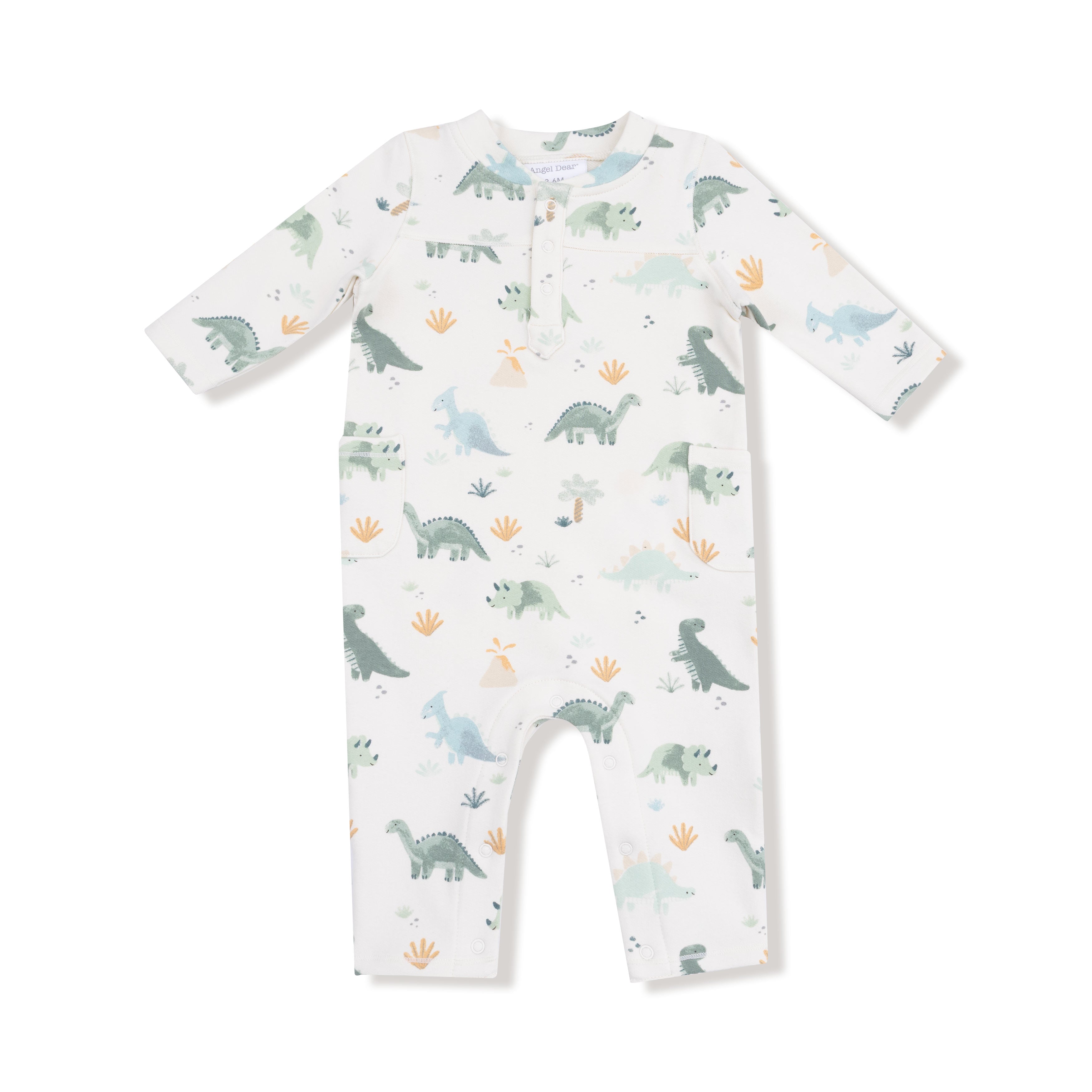 Uni Romper in our  Soft Dinos - Green print from Angel Dear