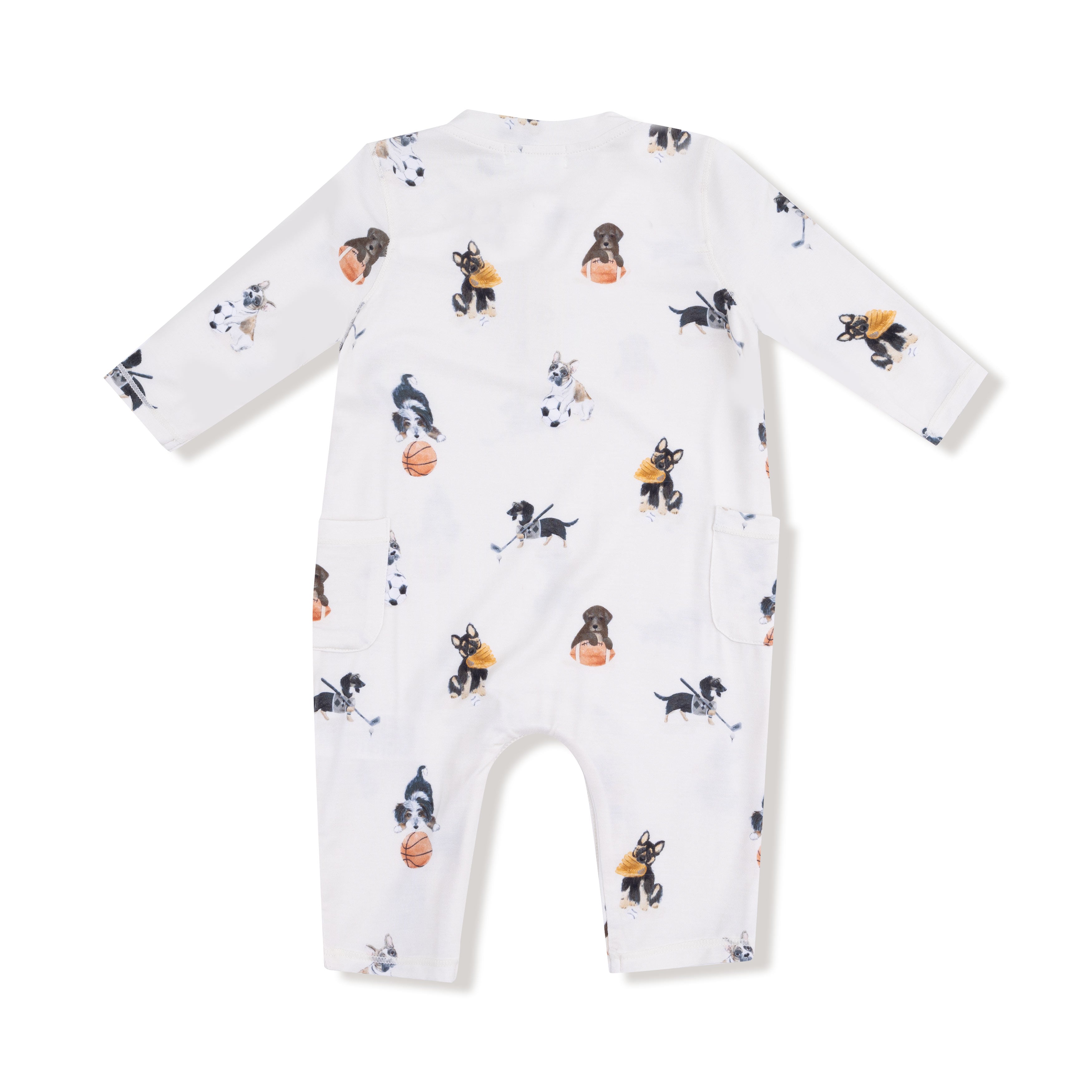 Uni Romper in our  Sporty Puppies print from Angel Dear