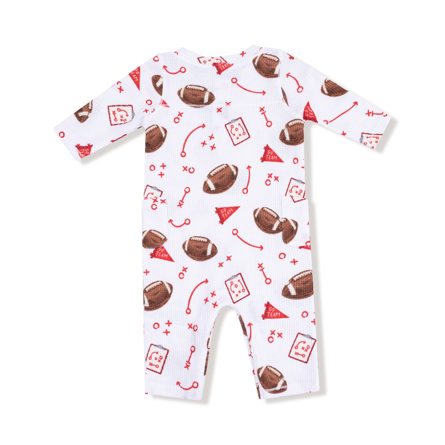 Uni Romper in our  Touchdown Time - Red print from Angel Dear